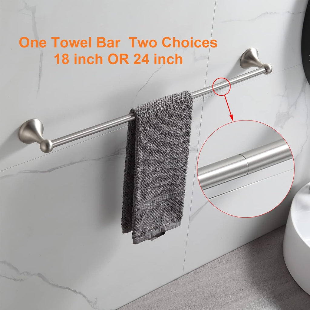 Bathroom Hardware Set Brushed Nickel Adjustable Expandable Bath Towel Bars Bathroom Accessory Set Towel Racks