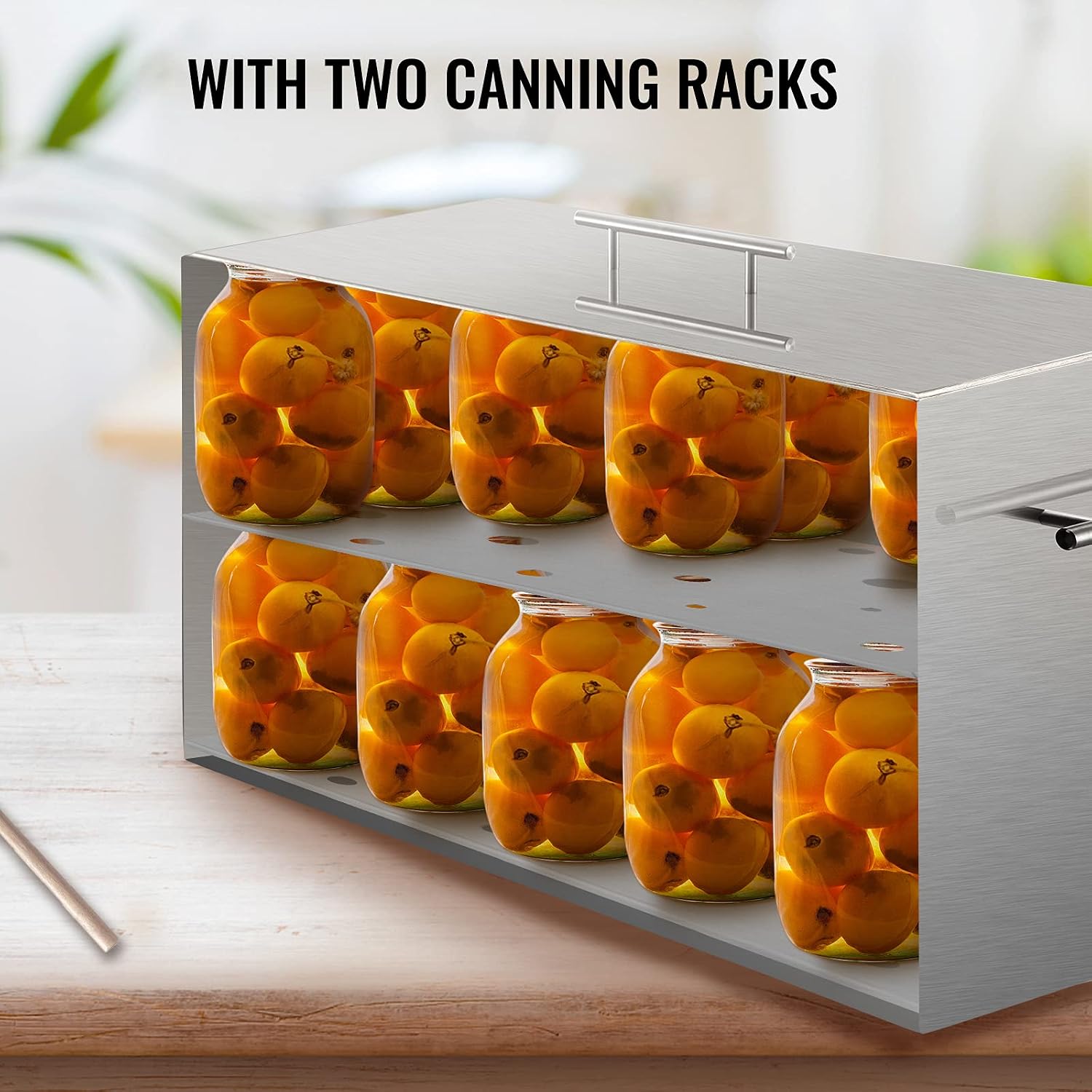 15 Quart Water Bath Canner - Stove Top Canning Pot with 2 Canning Racks, 304 Food Grade Stainless Steel, Flat Bottom