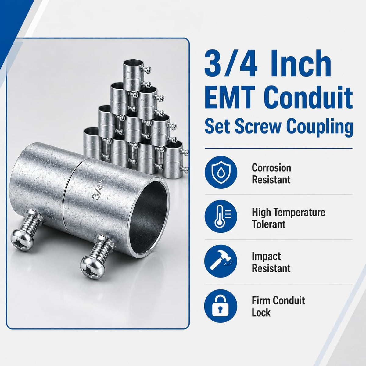 20PCS 3/4" EMT Coupling, Electrical Conduit Screw Connectors