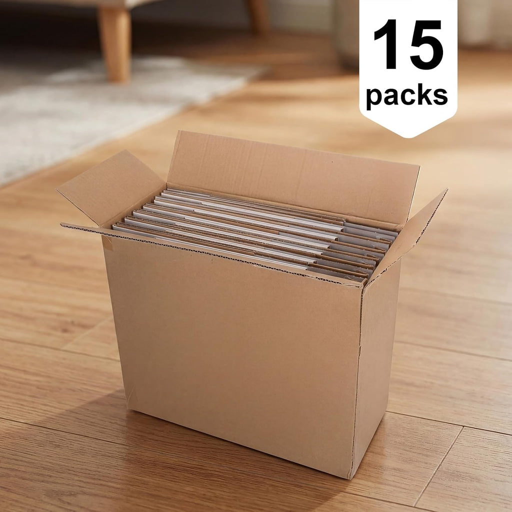 12x9x8 Shipping Boxes 15 Pack, White Corrugated Cardboard Boxes with Side-Lock and Pre-Applied Double-Sided Tape