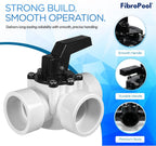 FibroPool 3-Way Diverter Valve - Slip Fit Locking Handle - 1.5 in - PVC