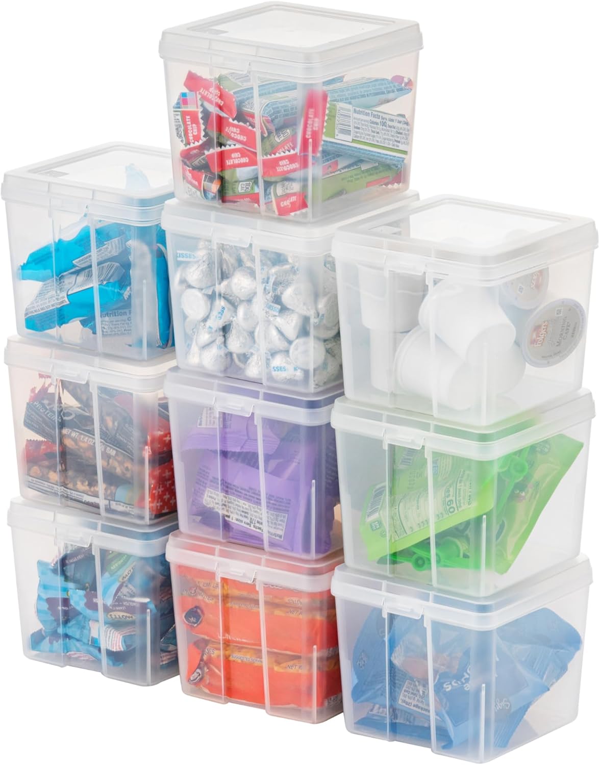 Vertical Storage Bins with Lids |Made in USA| Flip Top Containers for Organizing Pantry, Office, Craft, and Study