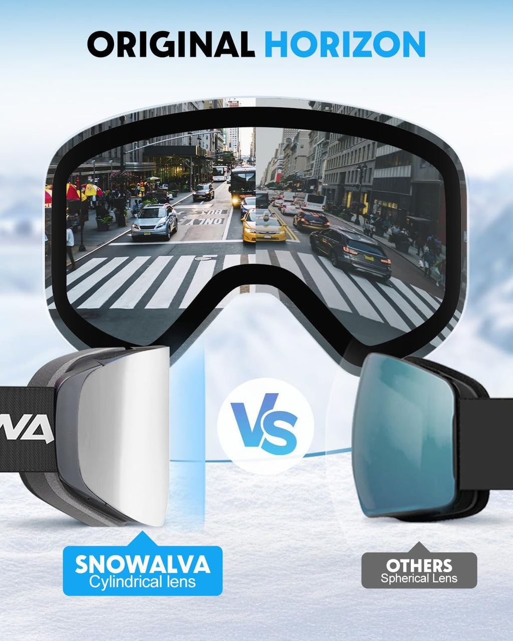 Ski Goggles, Snowboard Goggles with 2 UV400 Anti-Fog Detachable Magnet Lenses for Men & Women Adult
