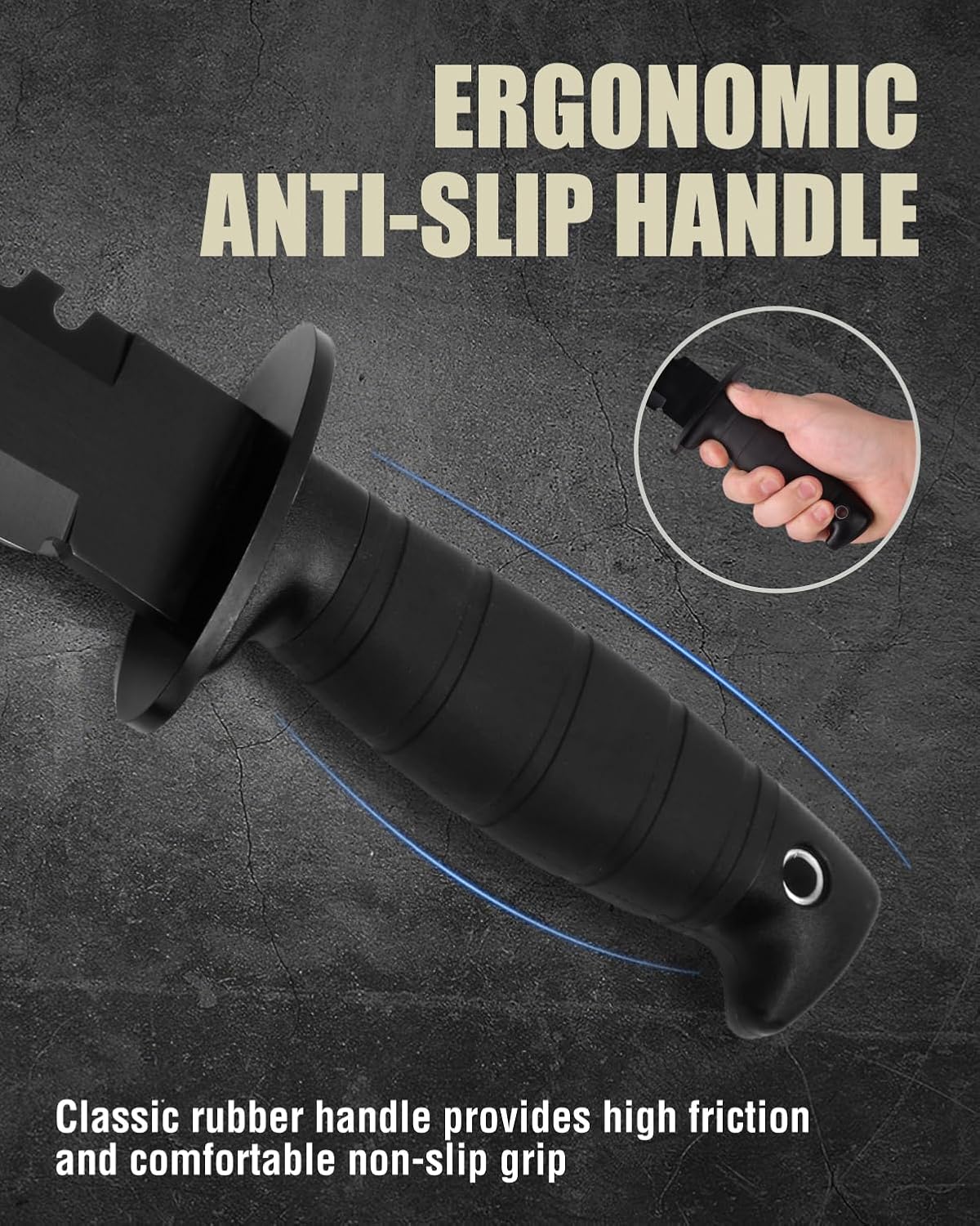 15-inch Survival Knife with Sharpener and Fire Starter | Fixed Blade Hunting Bowie Knife for Camping, Tactical, Outdoor