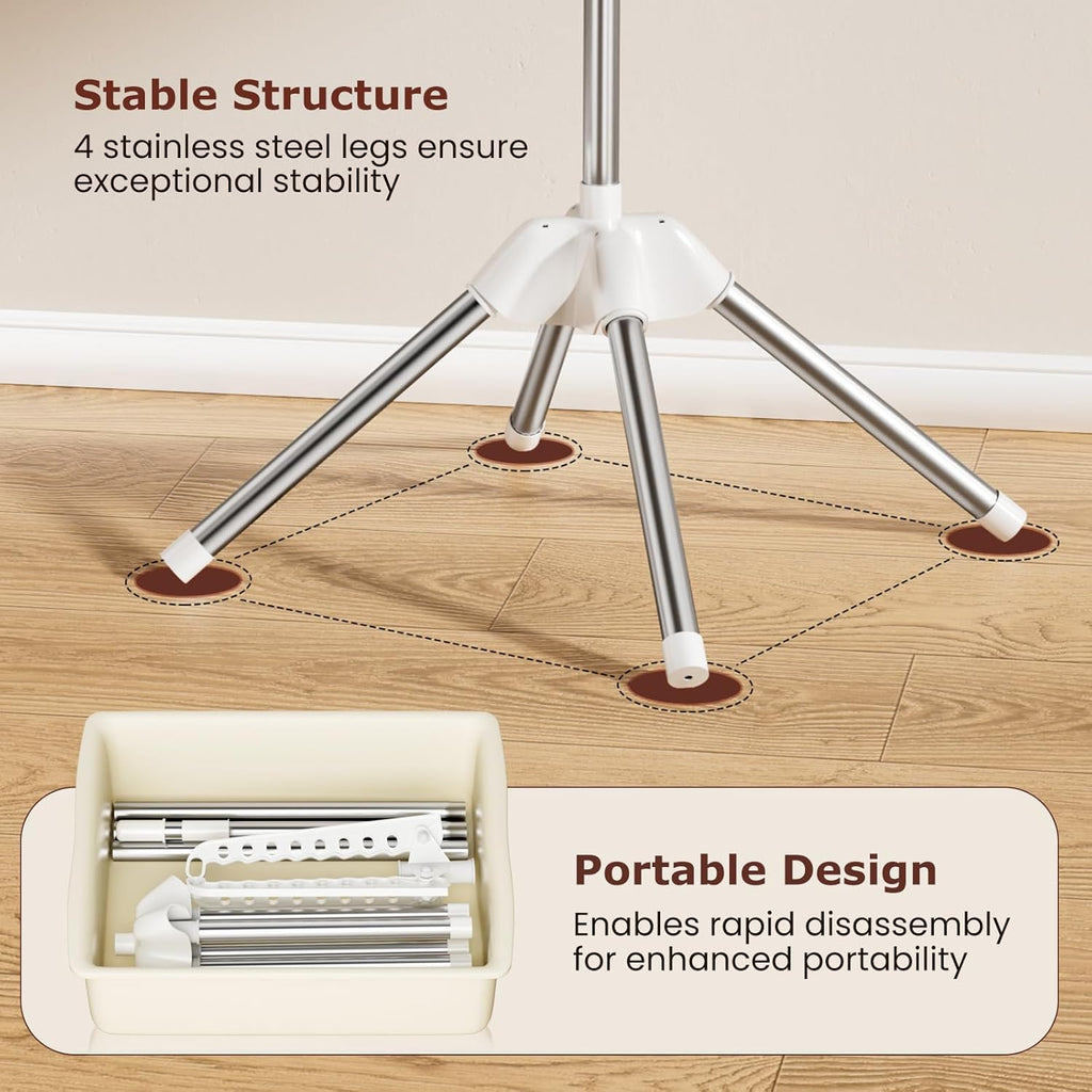 Foldable Clothes Drying Rack, Rotatable Free Standing drying rack , 1 Layer | 360°rotatable foldable clothes drying