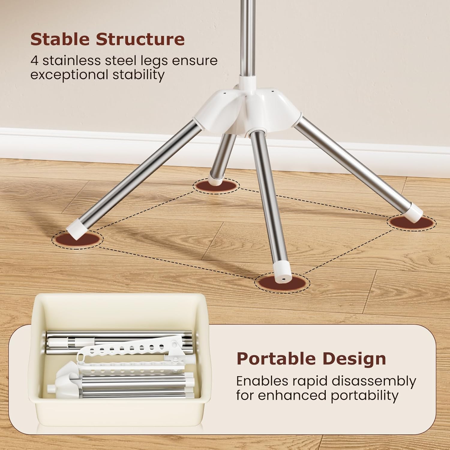 Foldable Clothes Drying Rack, Rotatable Free Standing drying rack , 1 Layer | 360°rotatable foldable clothes drying