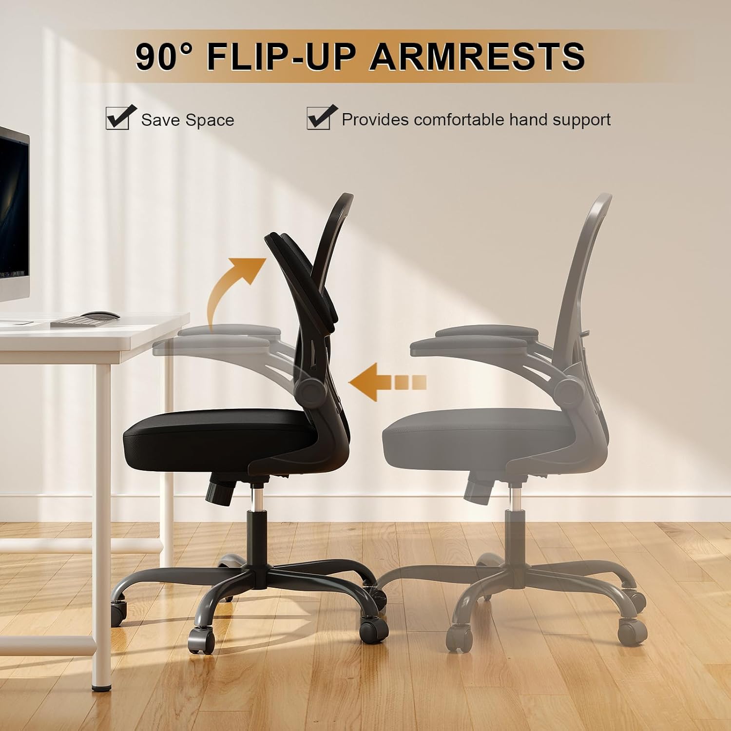 Office Chair, Ergonomic Desk Chairs 330LBS Capacity High Back Mesh Computer Chair with Flip-up Armrests, Comfy Work