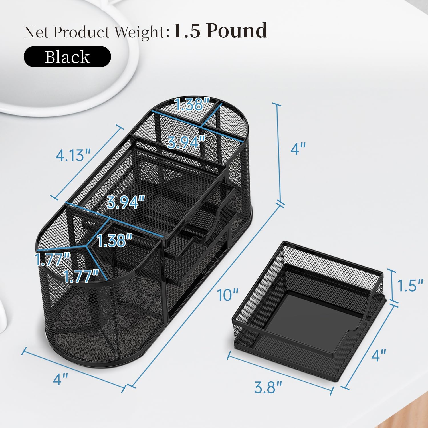 Mesh Desk Organizer, Desk Organizers and Accessories, Pen Holder with Drawers, Pencil Holder for Desk with 2 Drawer
