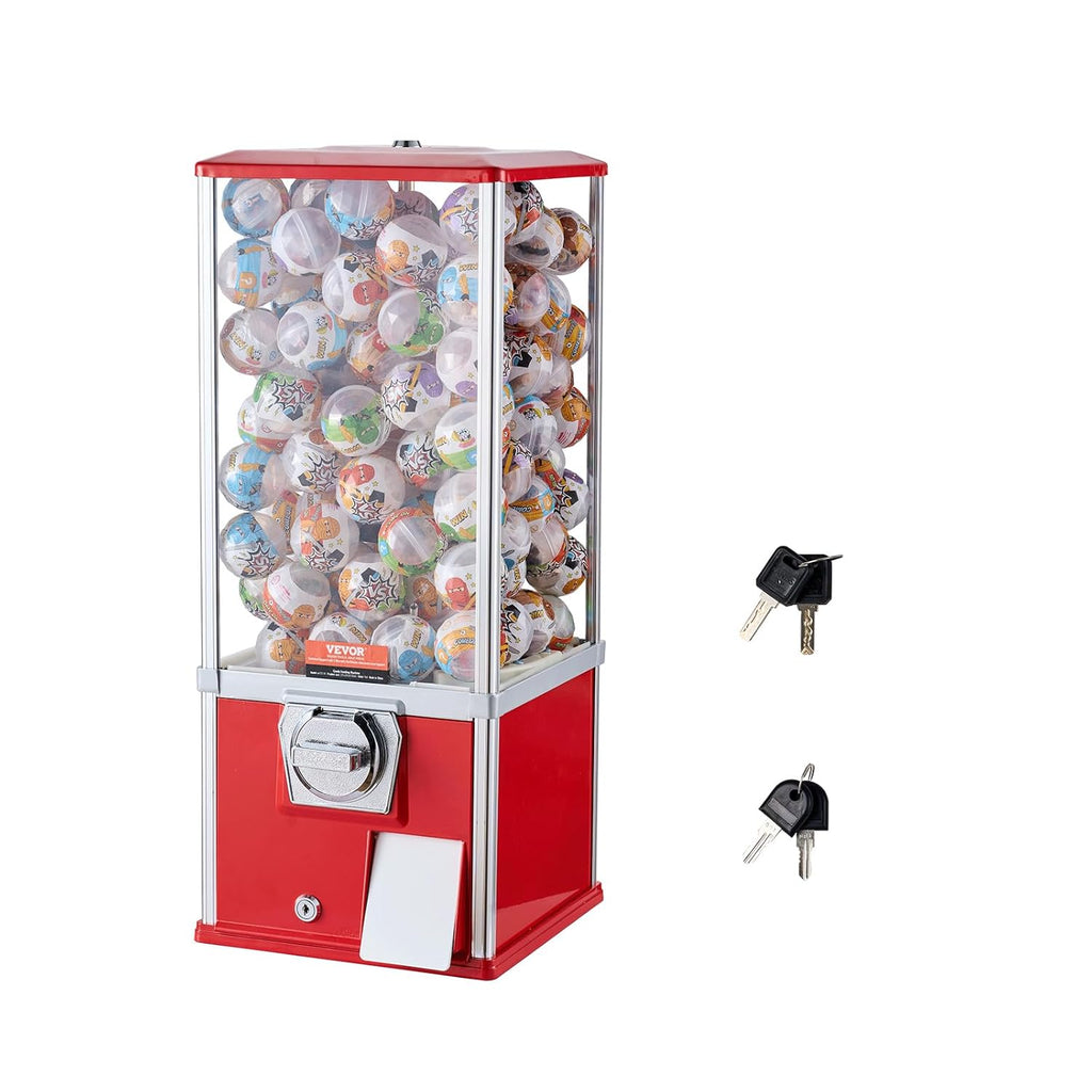 Gumball Machine, 25" Height Home Vending Machine, PS Bouncy Balls Dispenser, Hold 230 Capsule Balls, Rectangle Bubble
