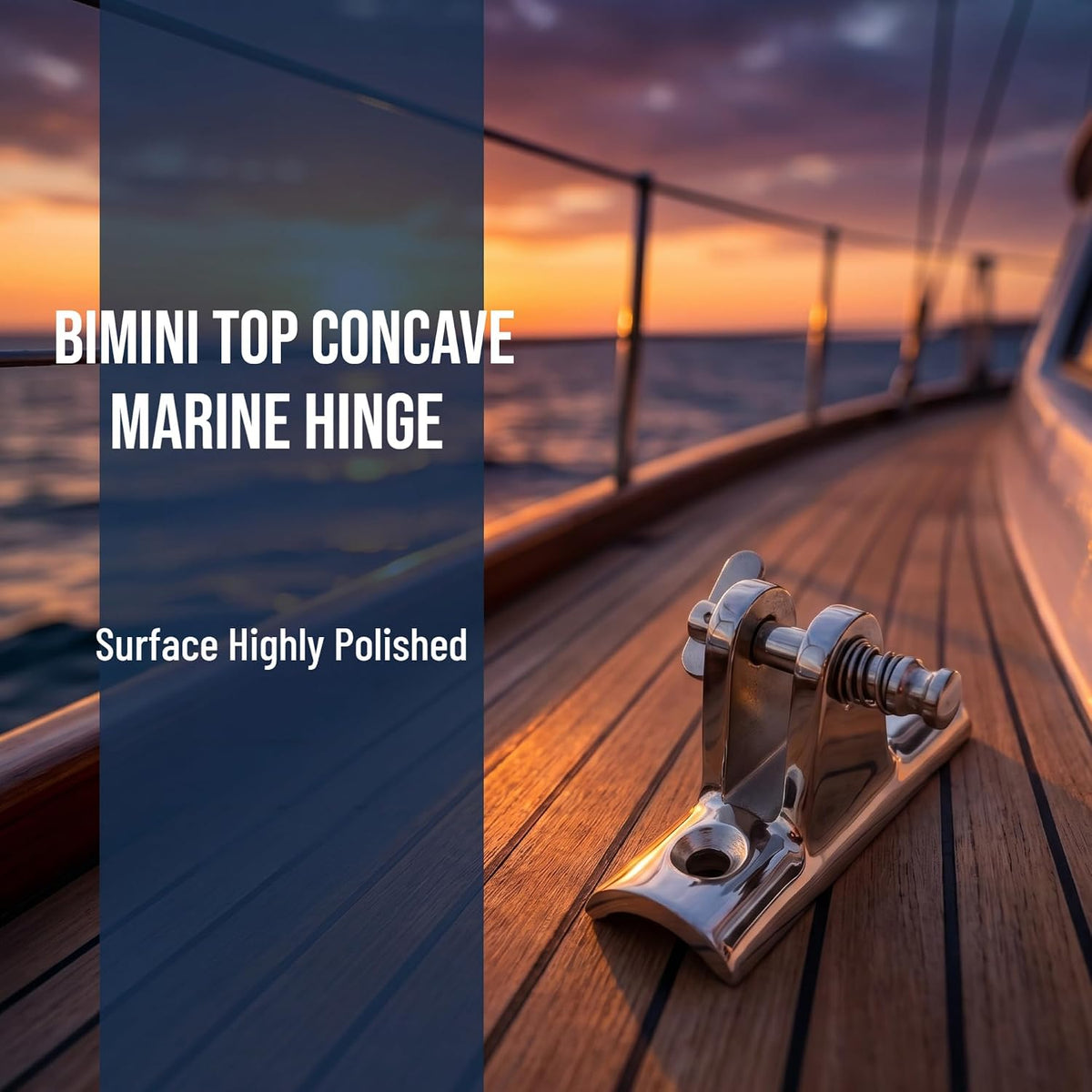Mxeol Bimini Top Deck Hinges Fitting Concave Base Hardware with Quick Pins