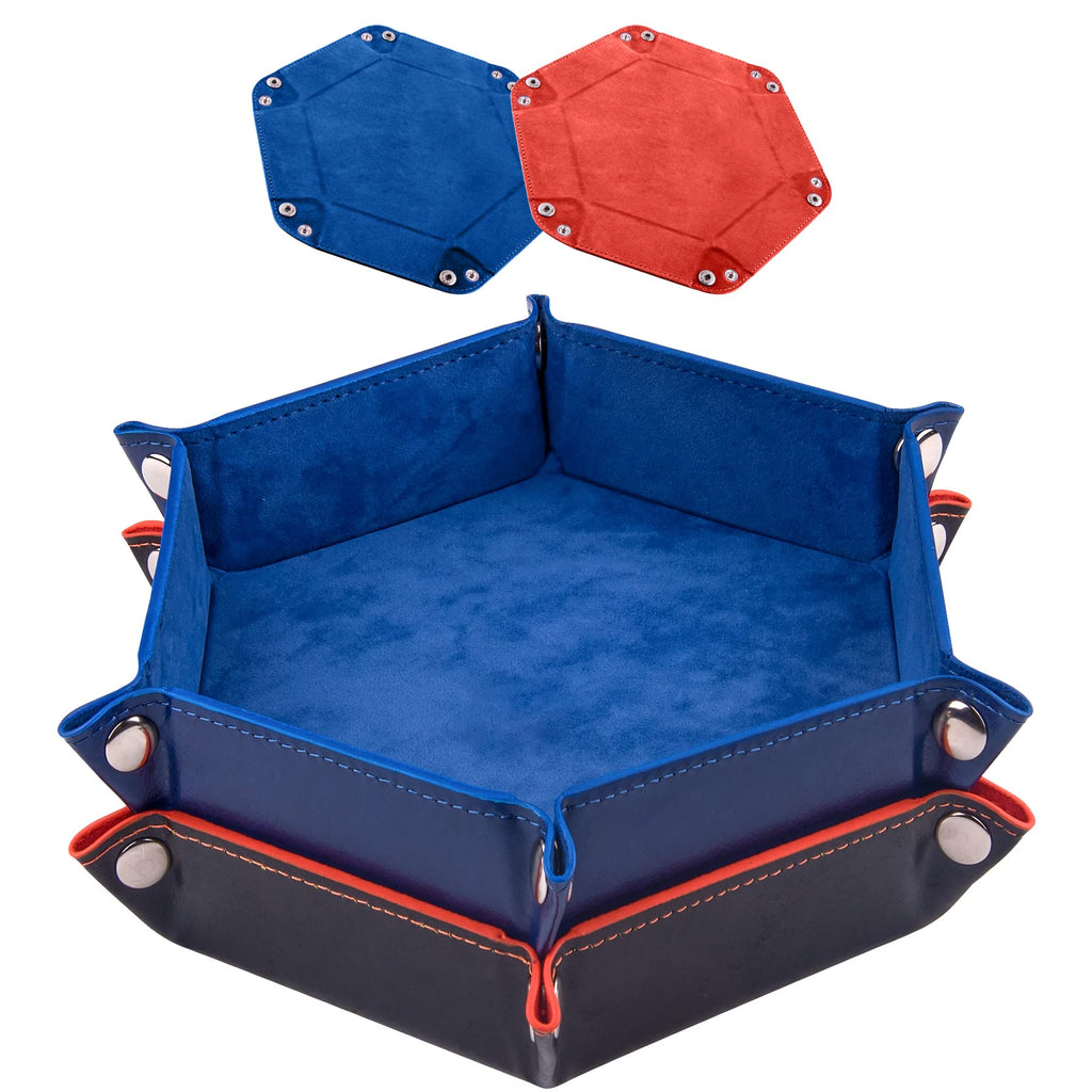 2 Pcs Dice Tray PU Leather Dice Trays Folding Hexagon Dices Holder
