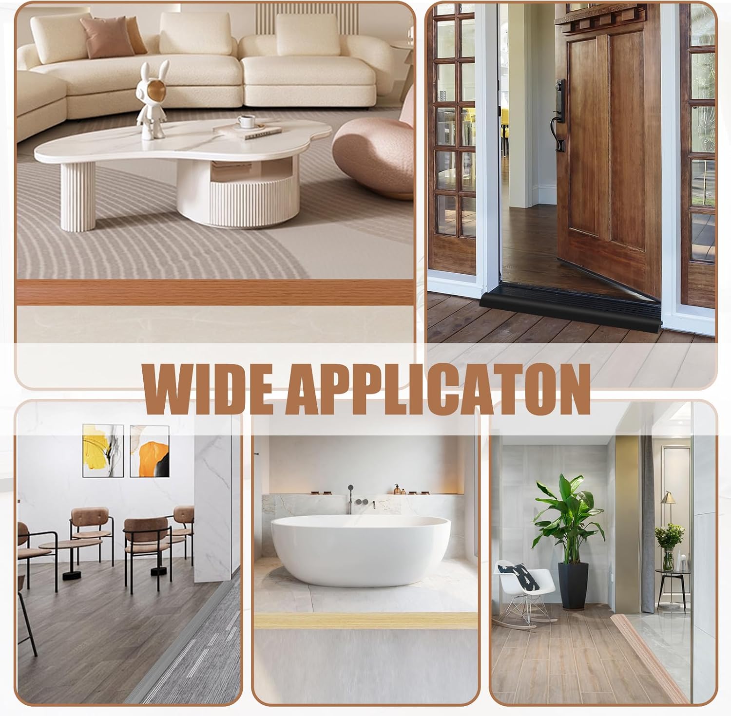Floor Transition Strip Door Threshold 39" Floor Transition Reducer Trim on The Edges Threshold Strip Self Adhesive