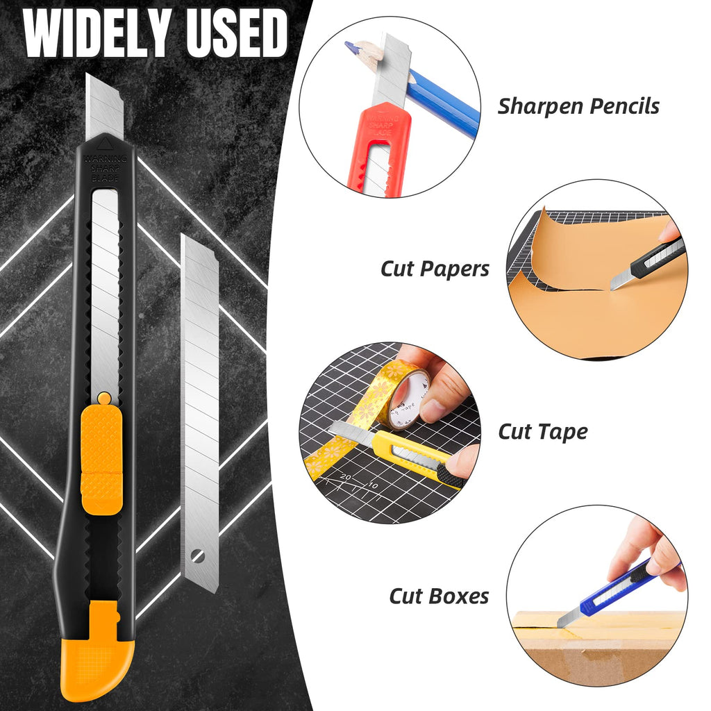 24 Pack Box Cutter Retractable, 9mm Utility Knife, Razor Knife