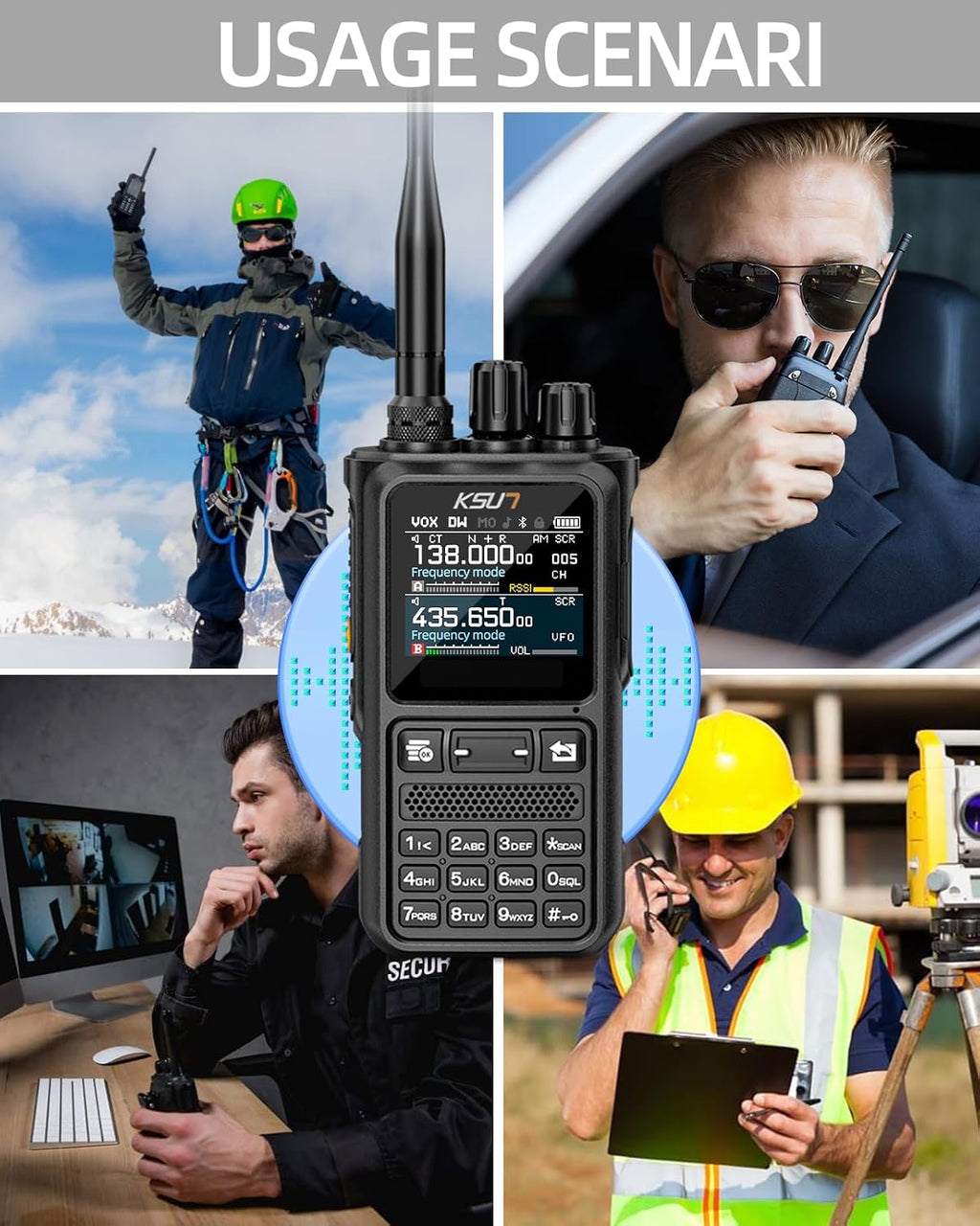 KSUN Ham Radio, UV110D 10W Handheld Ham Walkie Talkies, Bluetooth APP Programming, Long Range Two-Way Radio with NOAA