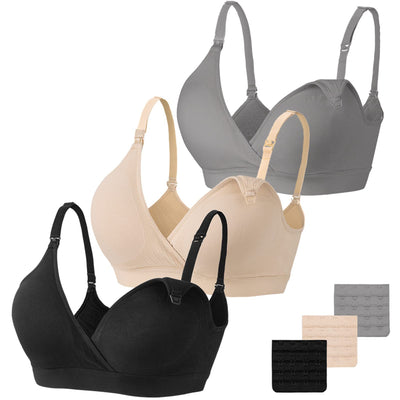 3 Pack Nursing Bras for Breastfeeding Seamless V Neck Maternity Bra Women Pregnancy Breastfeeding Bra