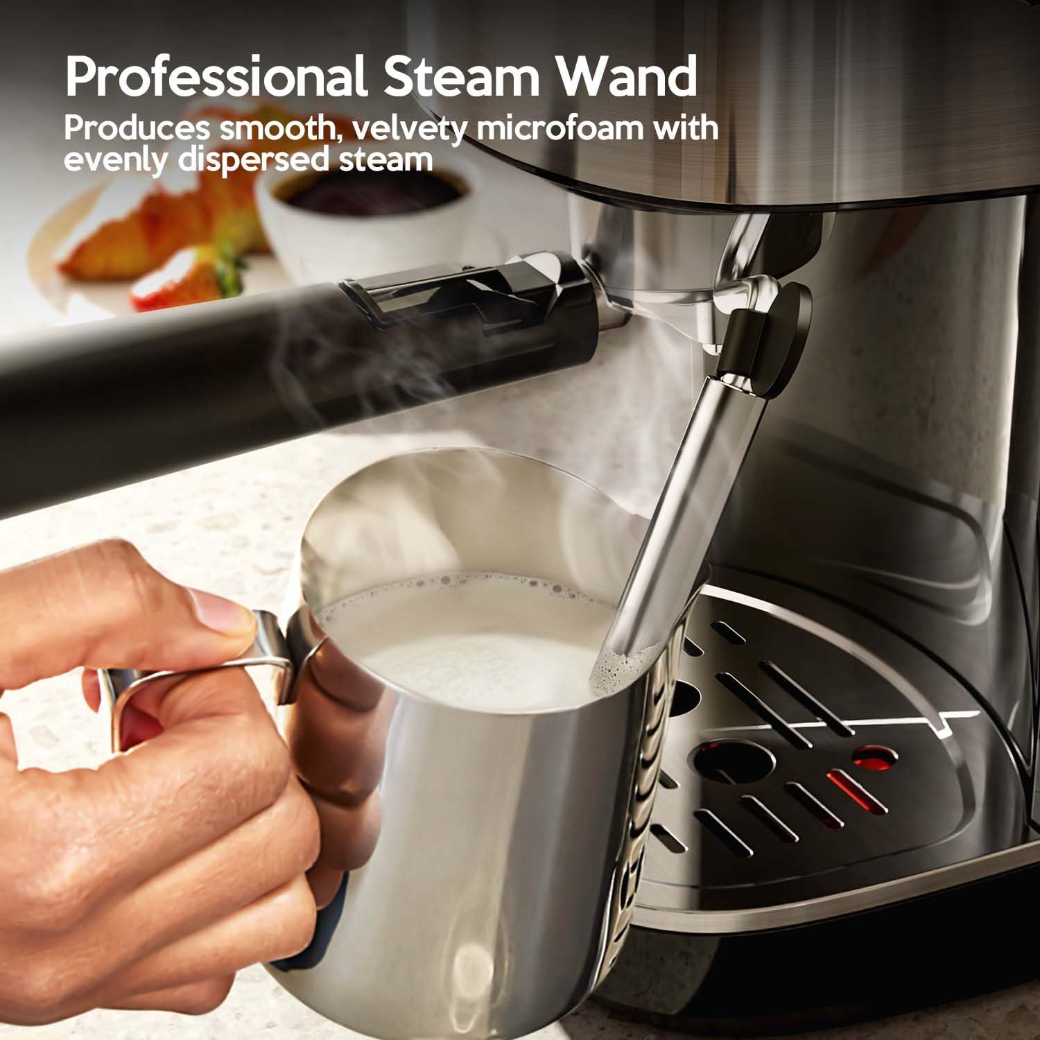 20 Bar Espresso Machine Semi-Automatic, Professional Coffee Maker with Milk Frother Steam Wand & 45OZ Removable Water