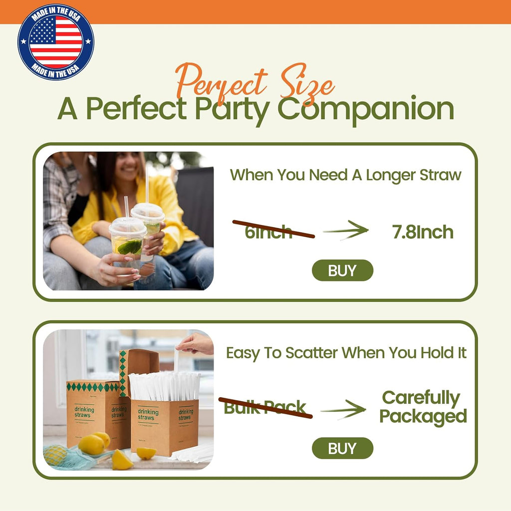 Plastic Straws 500 Pcs Individually Wrapped Clear Disposable Drinking Straw