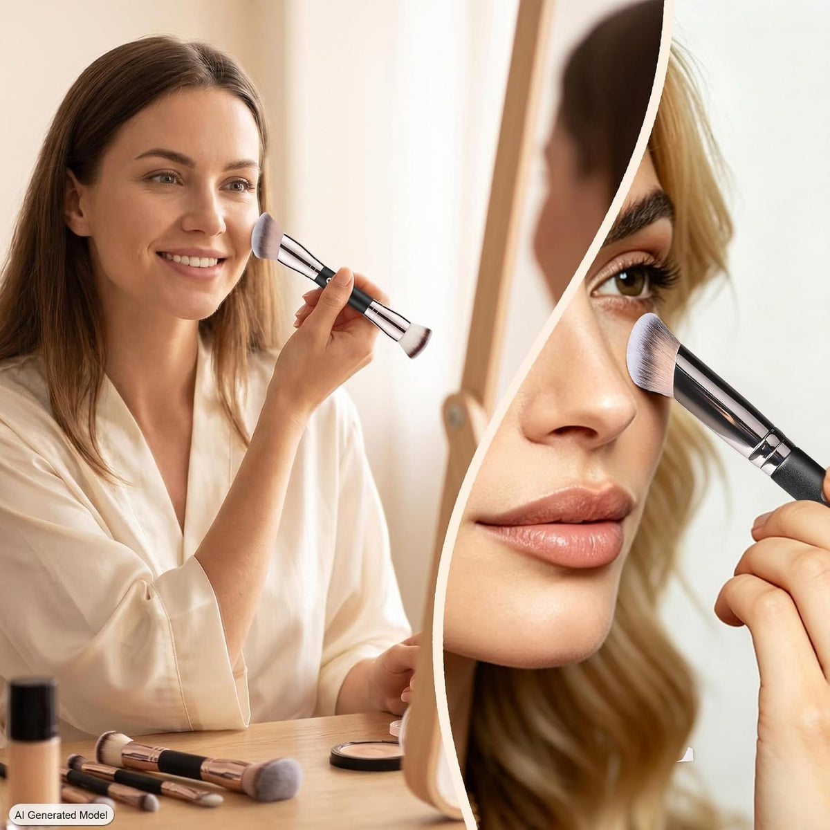 Foundation Concealer Contour Brush Set, 3Pcs Makeup Brushes
