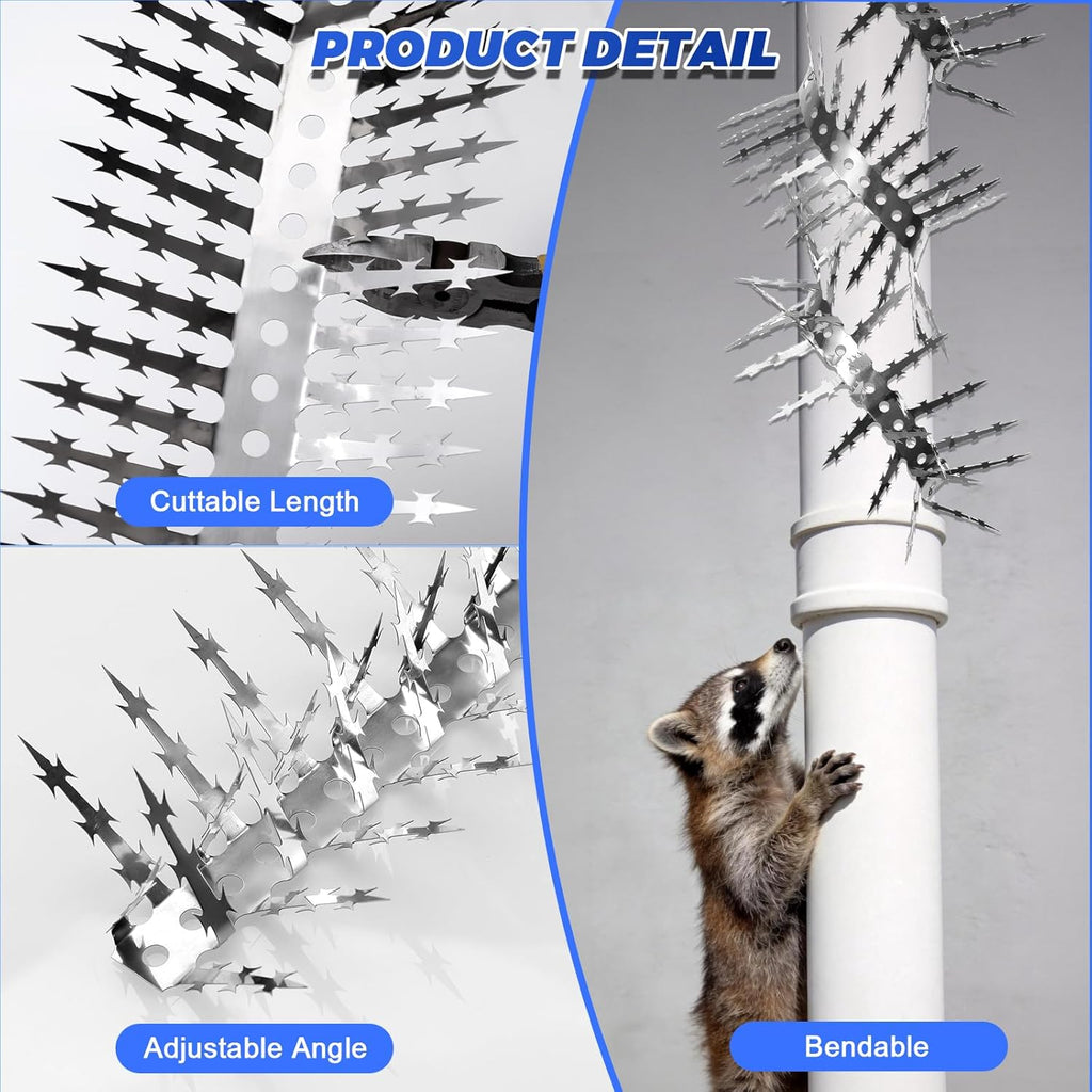 Bird Spikes, Squirrels Spike, Raccoon Snake Deterrent, Squirrel Spikes, Stainless Steel Squirrel baffles for Bird