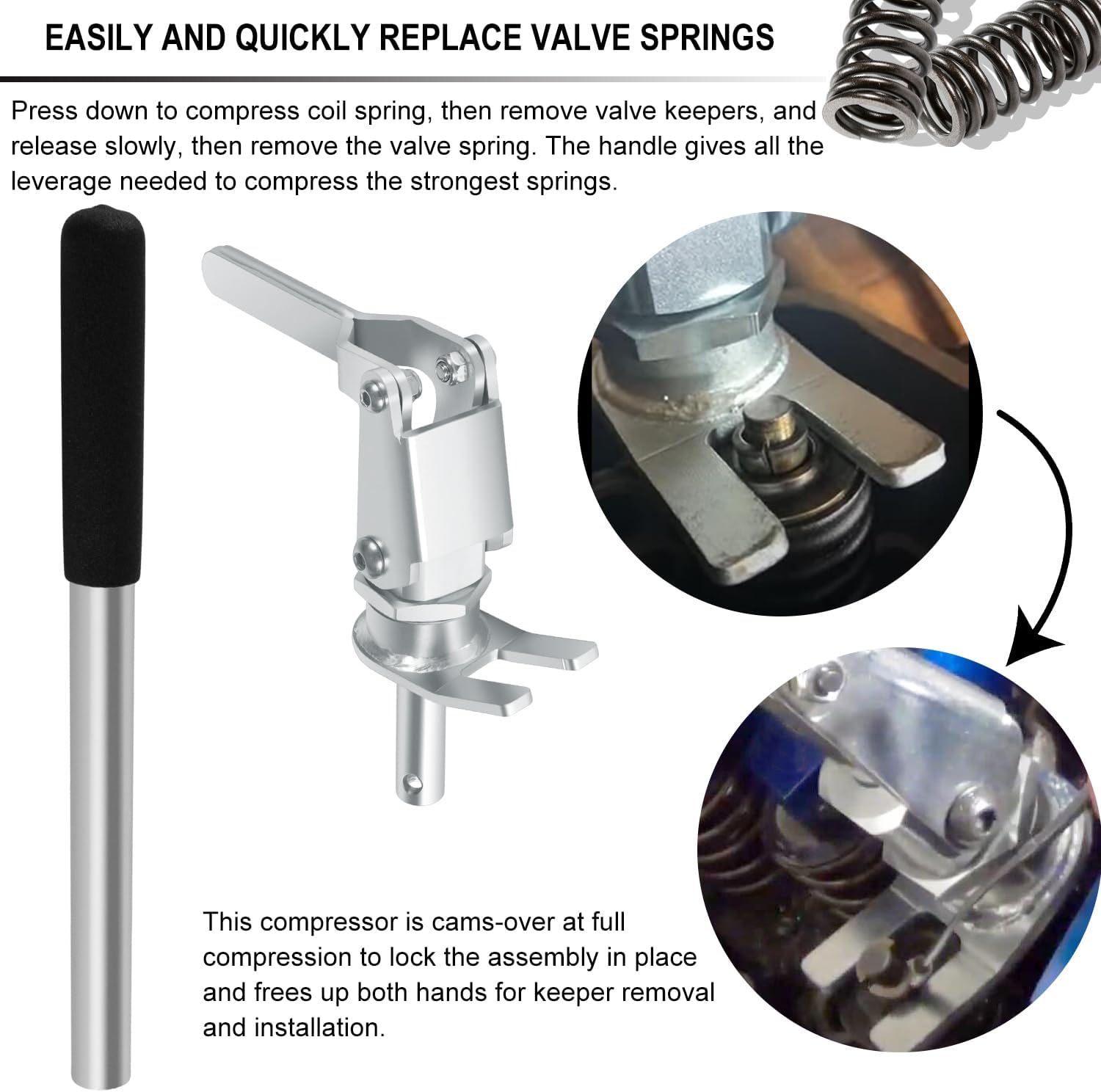 66784 Stud Mount Valve Spring Compressor Removal Tool Remove & Install Valve Springs & Retainers Fit For All 3/8'' &