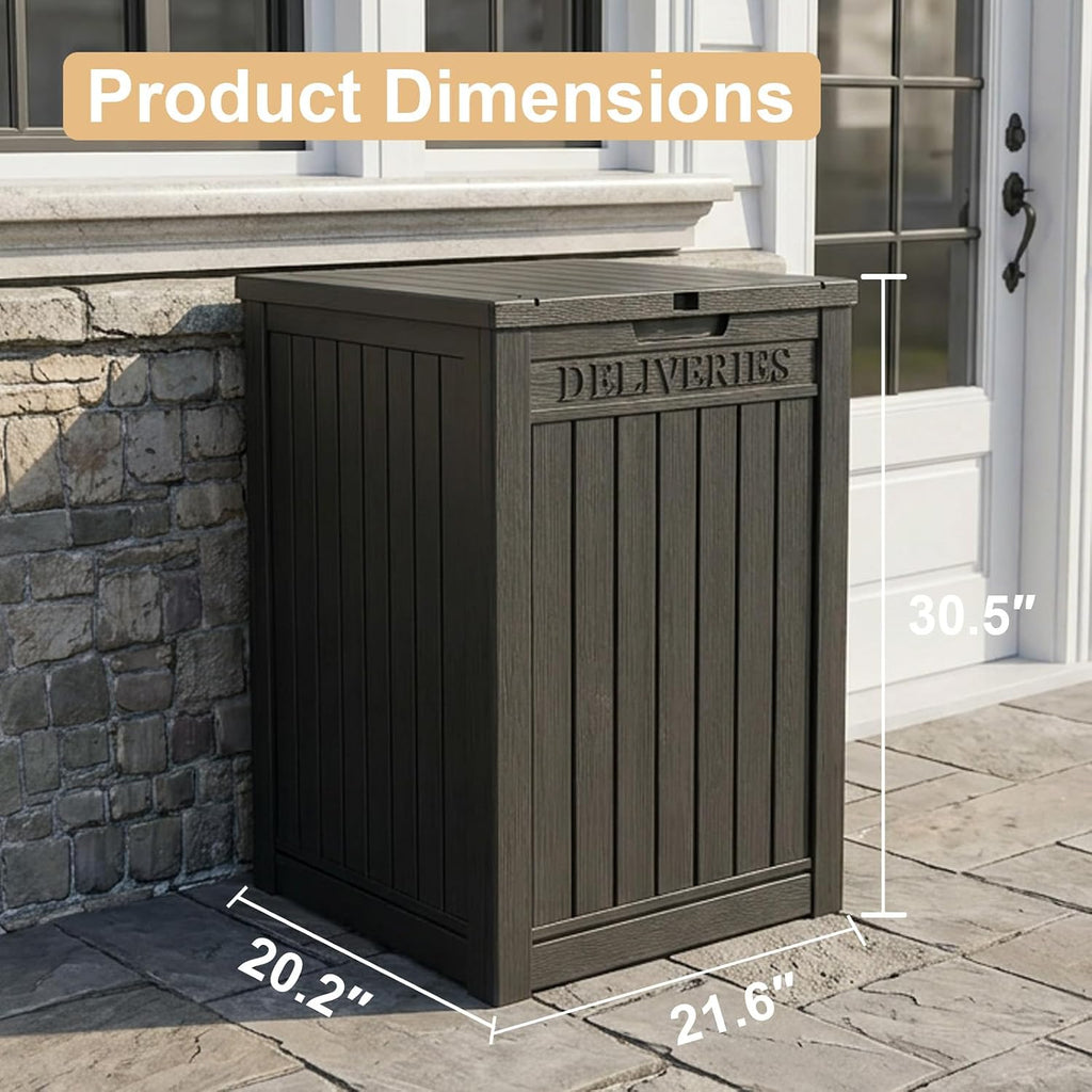 Package Delivery Box, Waterproof Outdoor Container Lockable, Black | 55 Gallon with Lockable Secure,Outdoor Package