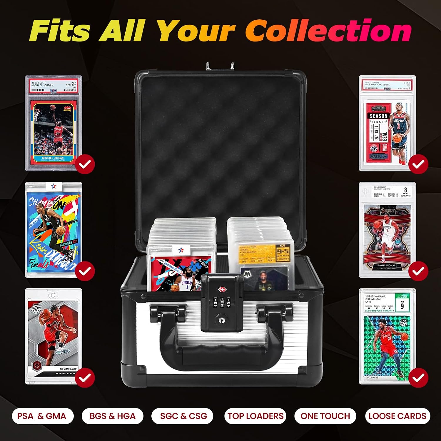 Graded Card Case Upgraded Sports Card Storage Box Waterproof Trading Card Holder, Compatible with PSA BGS CSG FGS Up