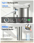 Touchless Automatic Liquid Soap Dispenser, Stainless Steel, Rechargeable