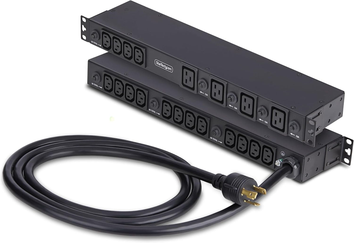 StarTech 20-Outlet 1U PDU, C13 & C19, 30A 240V, TAA (2030B8H-RACK-PDU-IC)