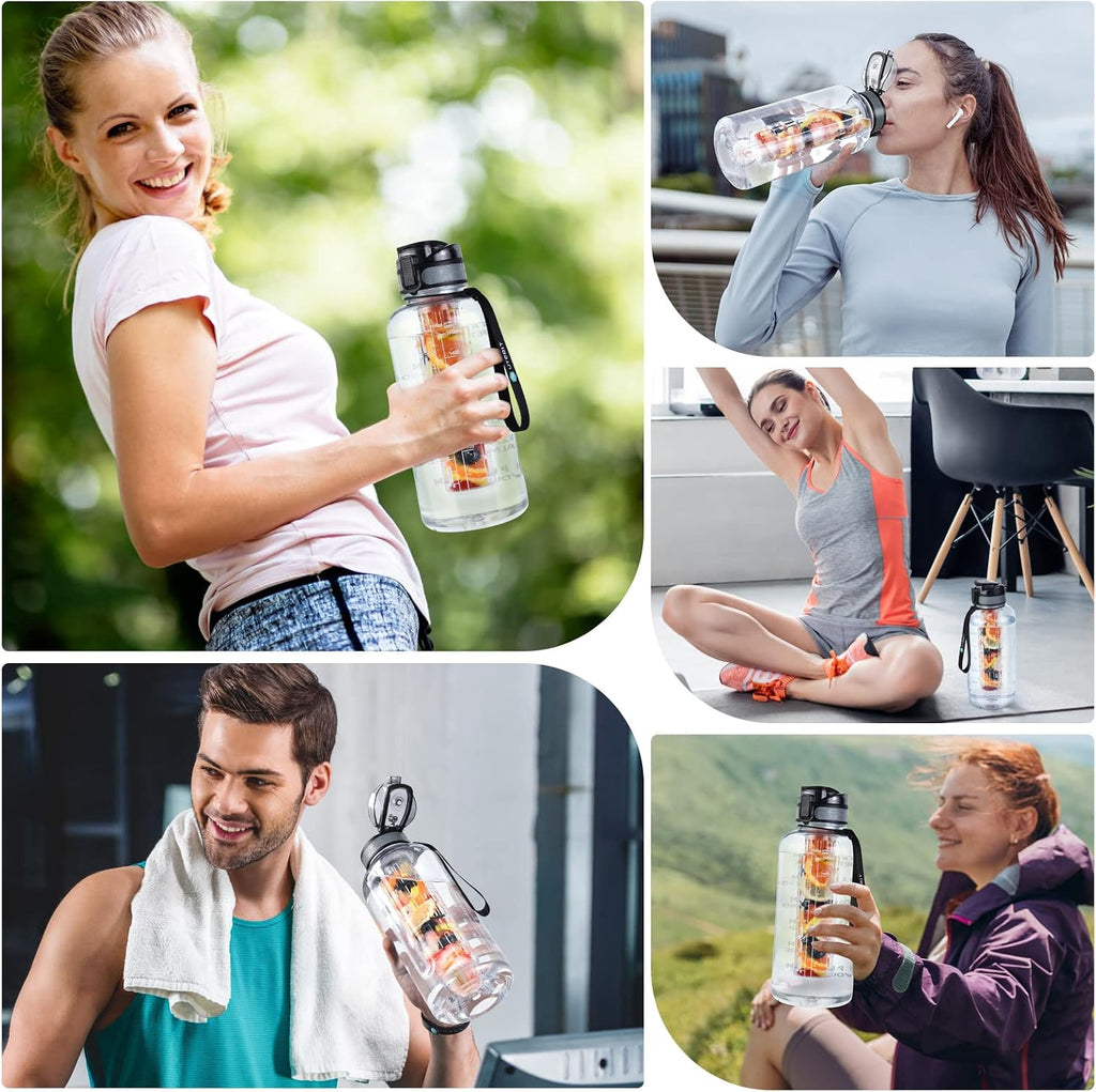 Fruit Infuser Water Bottle - 68 OZ Leakproof Plastic Infusion Bottle With Straw for Gym, Camping, Travel, Outdoor
