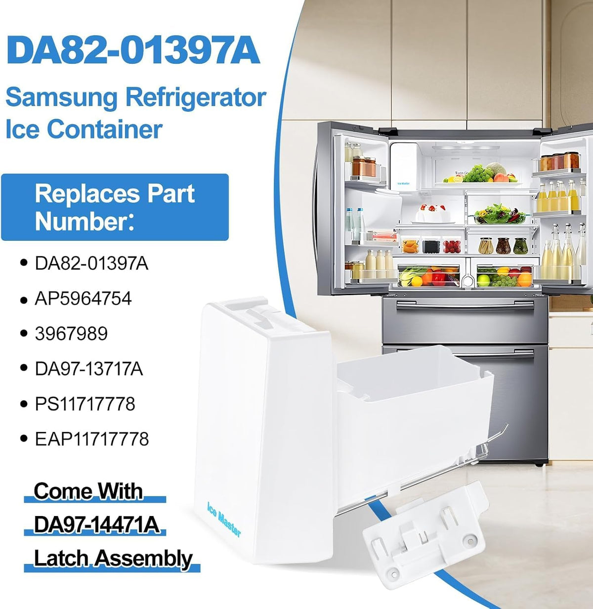 Upgraded DA82-01397A RF23HSESBSR Ice Maker forSamung Ice Bucket Replacement