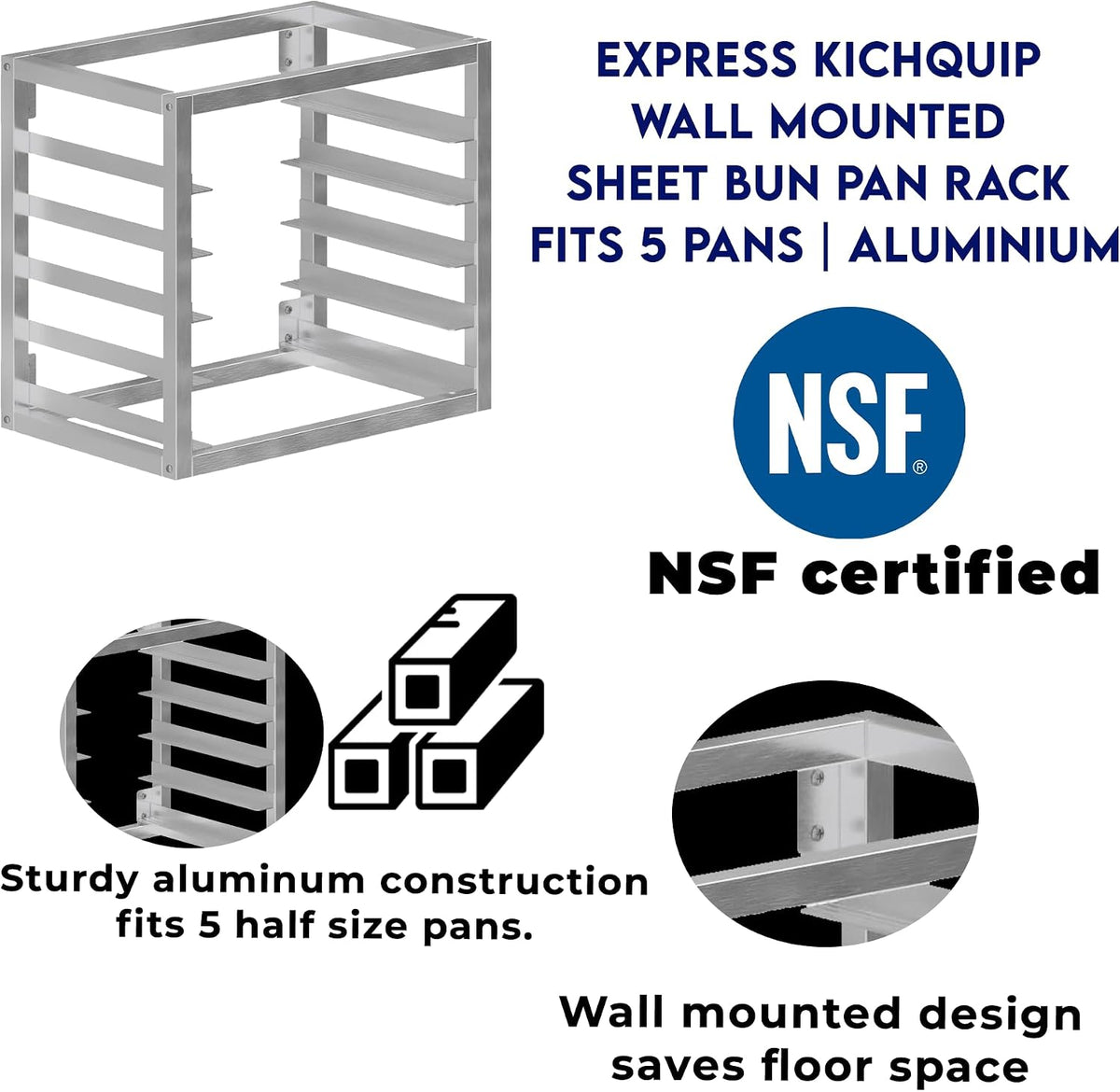 Wall Mounted Aluminum Bun Pan Rack 21" x 13" x 18" NSF