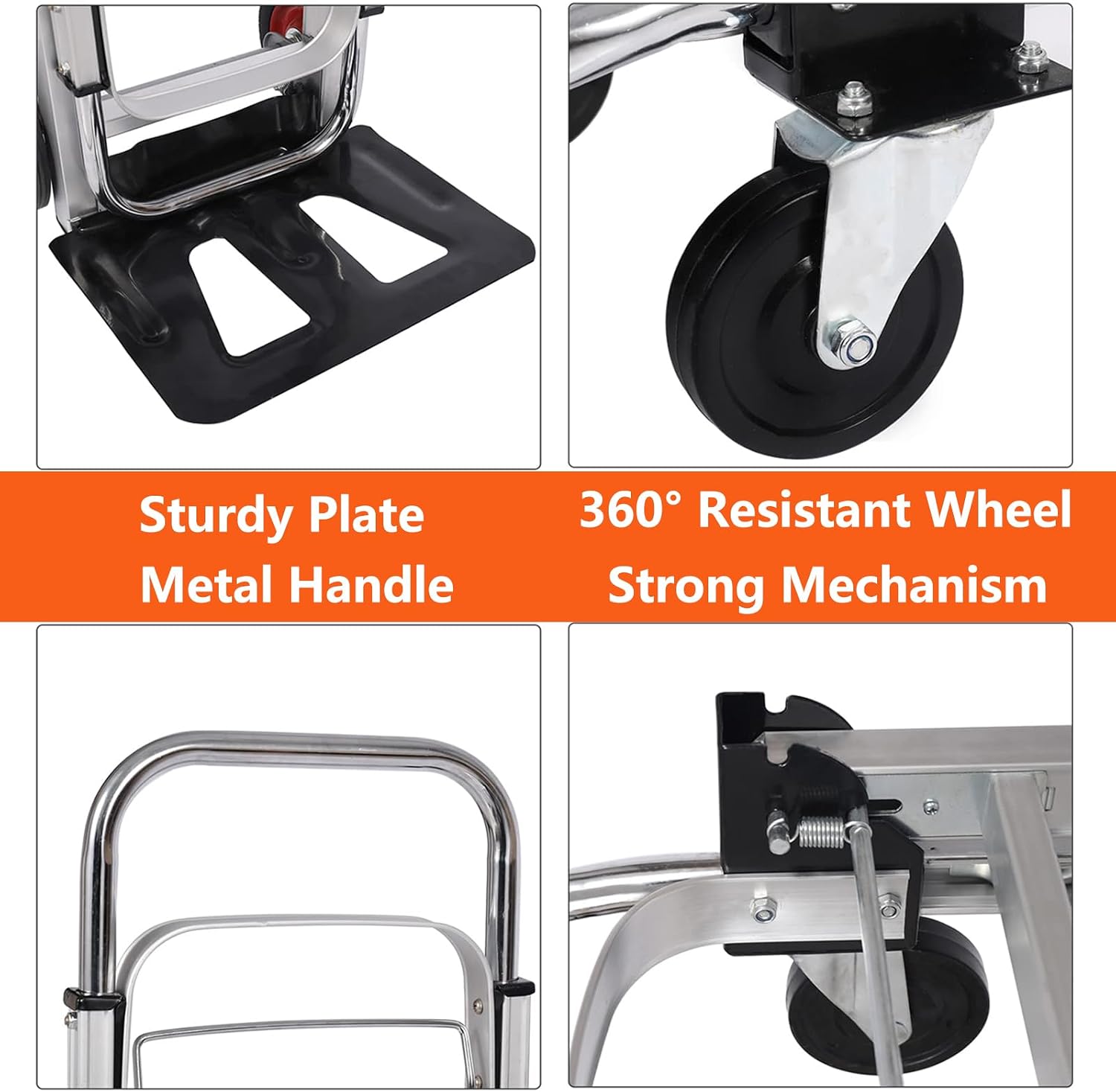 2-in-1 Convertible Hand Truck, 700 LBS Platform Dolly with 4 Wheels