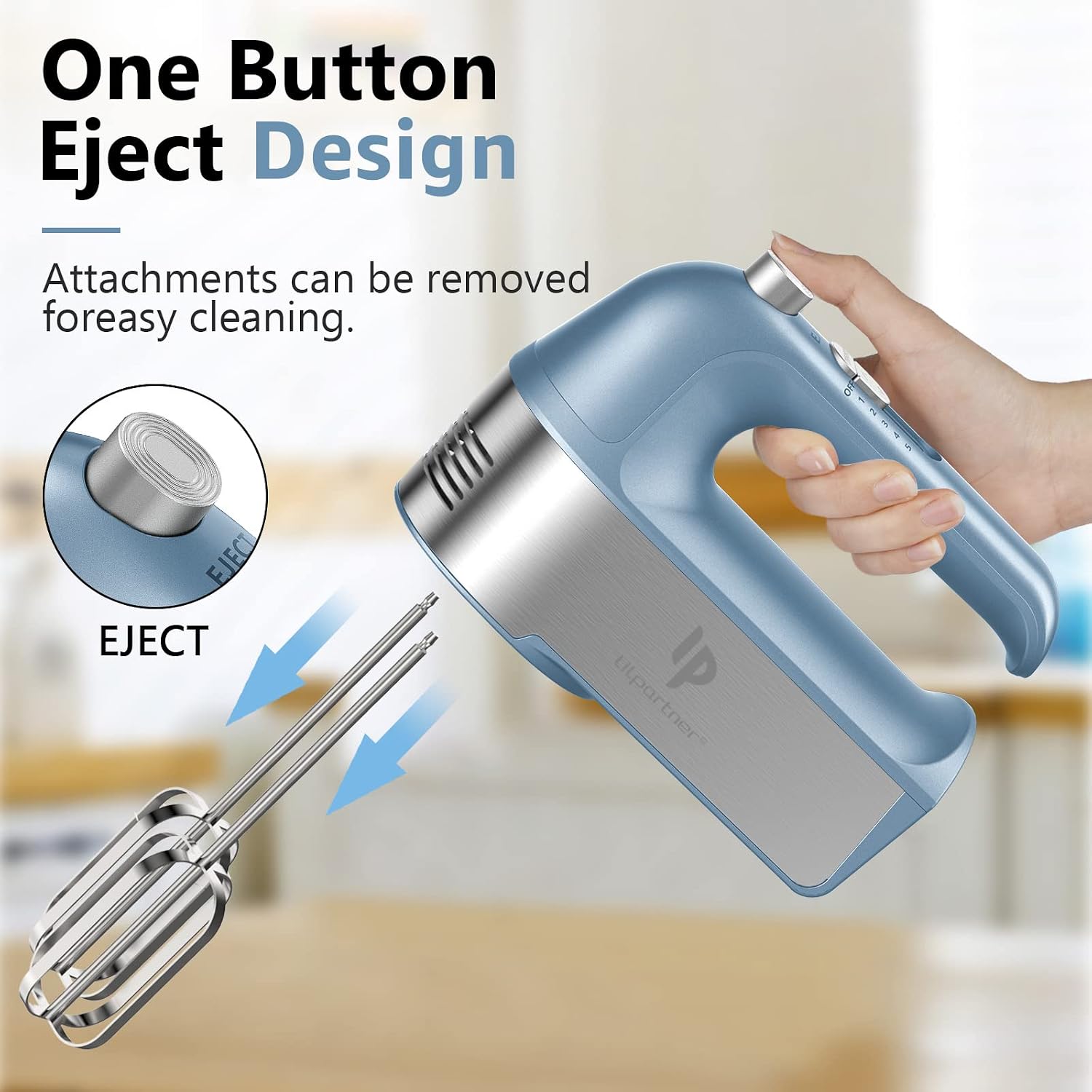 Hand Mixer Electric, 450W Kitchen Mixers with Scale Cup Storage Case, Turbo Boost/Self-Control Speed + 5 Speed +