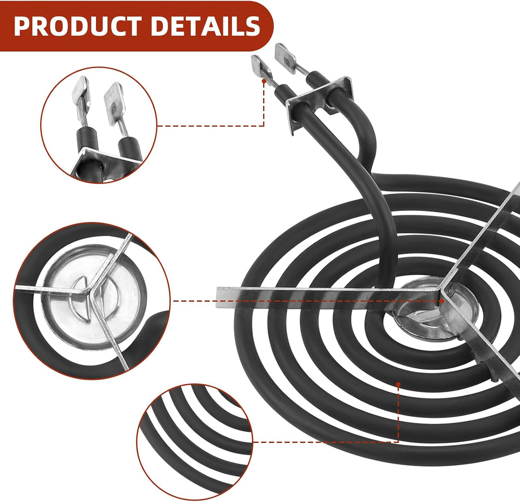 WB17T10006 Terminal Block Kit&Electric Stove Burner Element Replacement 2*WB30M1(6") 2*WB30M2(8")-4Packs Set Compatible for GE HotPoint Kenmore Range/Stove by MIFLUS