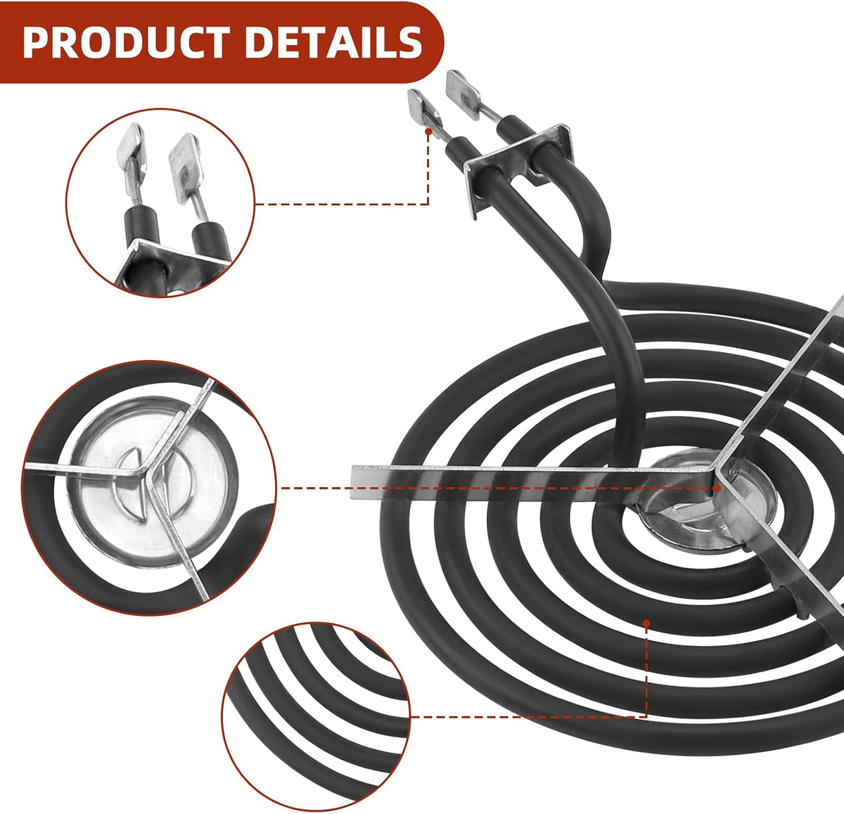 WB17T10006 Terminal Block Kit&Electric Stove Burner Element Replacement 2*WB30M1(6") 2*WB30M2(8")-4Packs Set Compatible for GE HotPoint Kenmore Range/Stove by MIFLUS