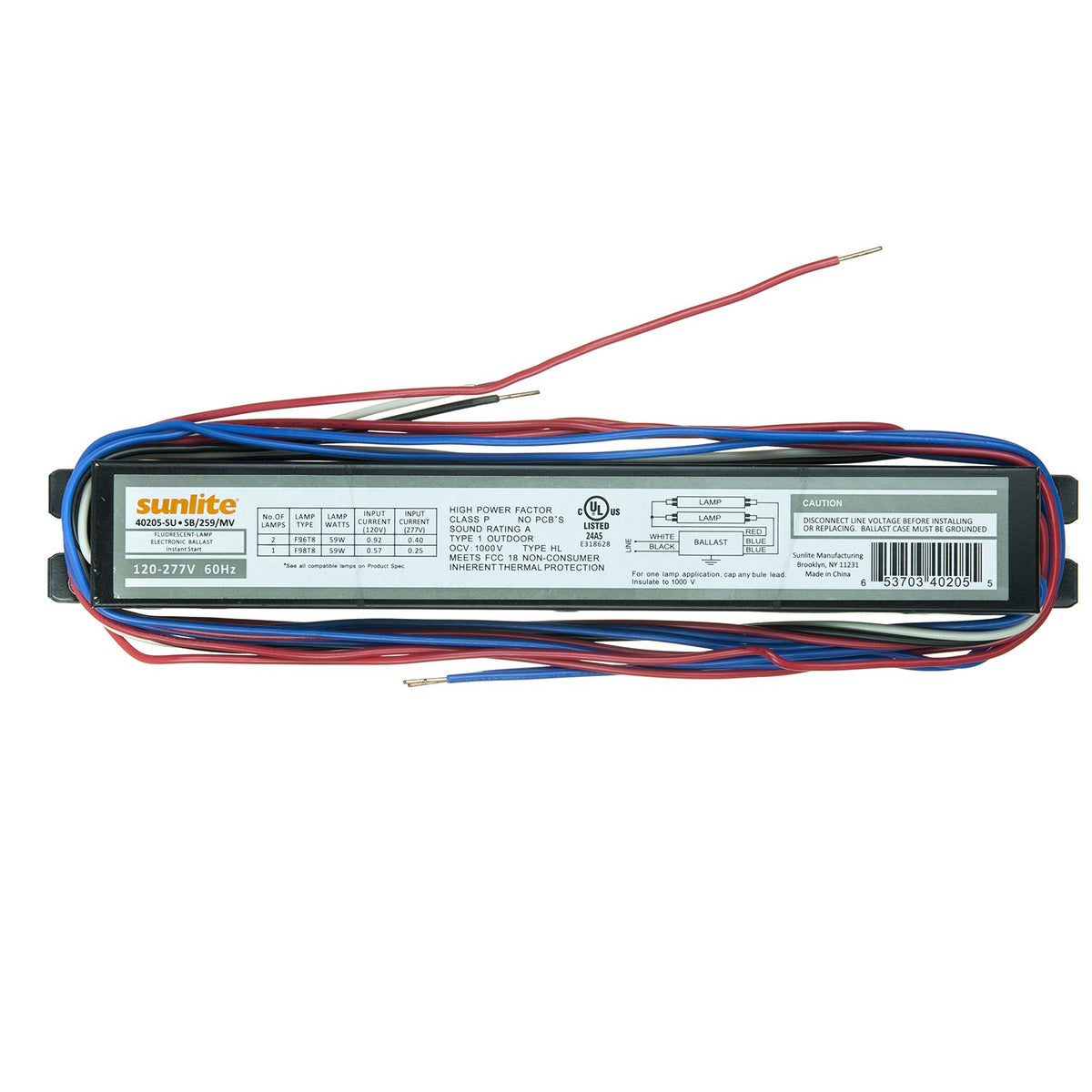40205-SU SB259MV 2 Lamp F96 T8 Linear Fluorescent Ballast, Multi volt