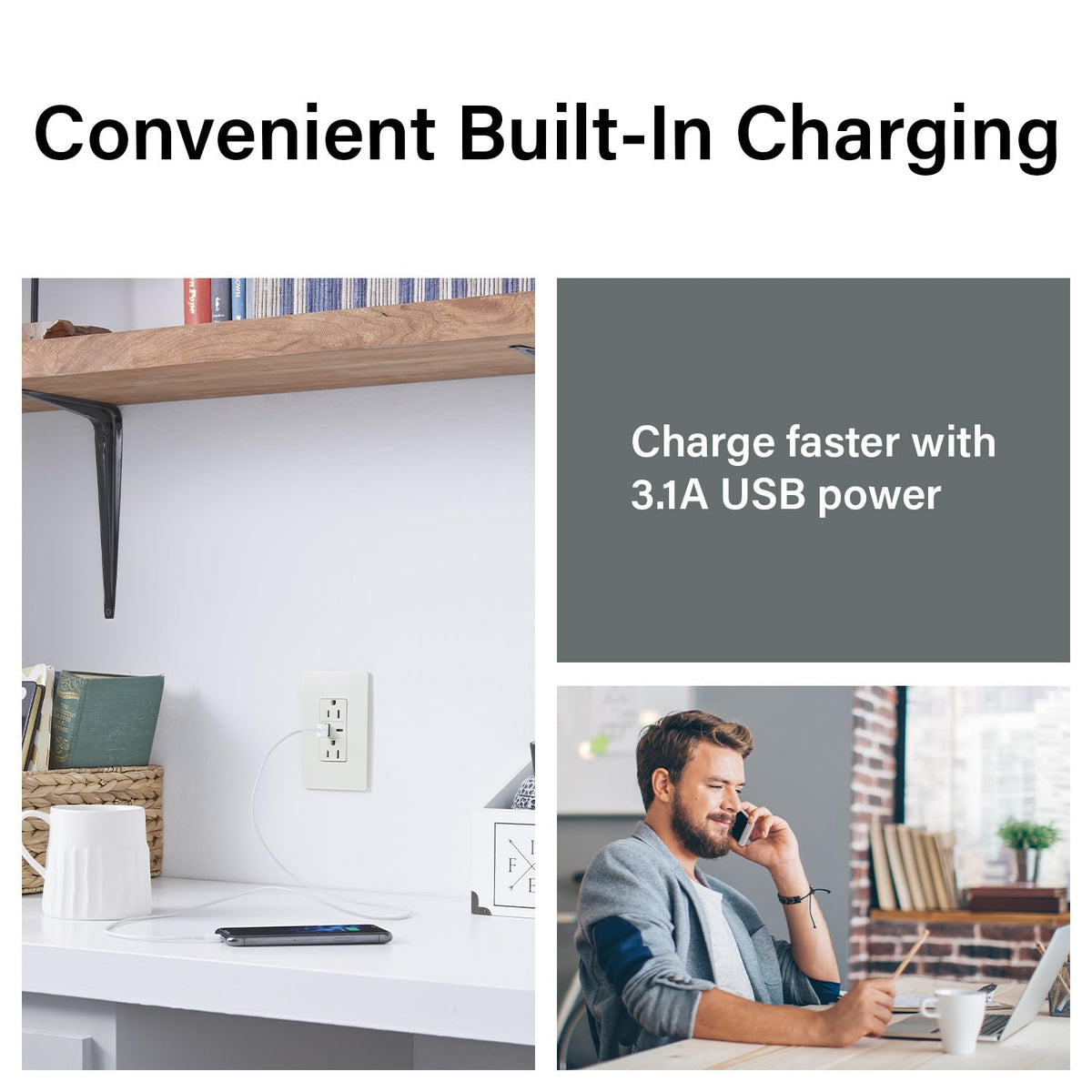 Legrand 15 Amp TR Spec Grade Outlet USB Type A/C White 1 Pack