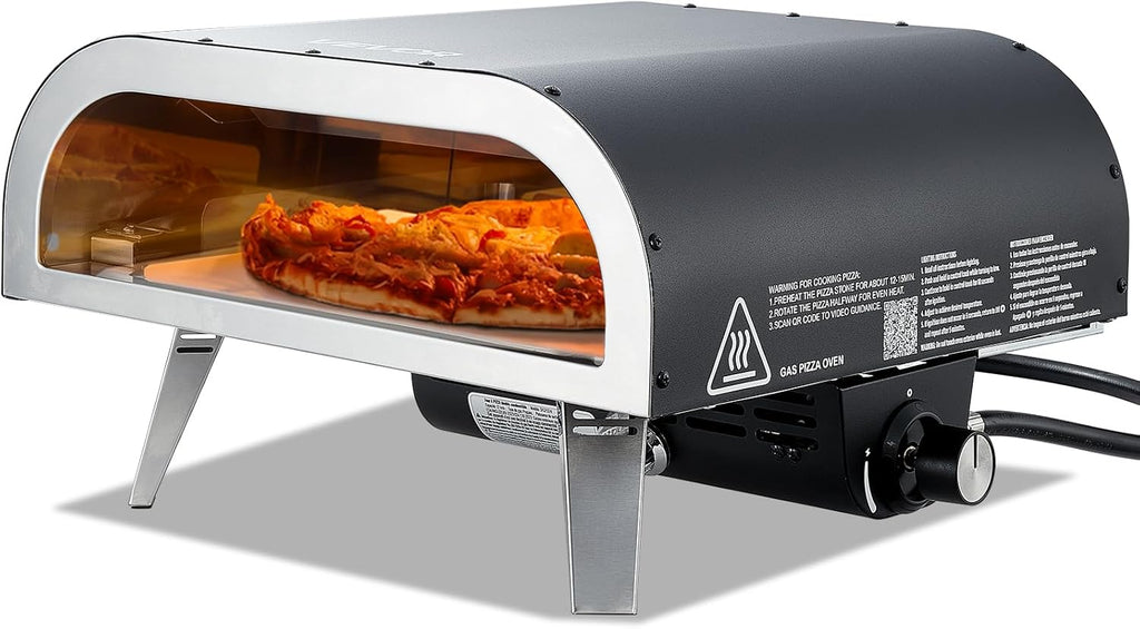 Propane Outdoor Pizza Oven, 12 Inch Gas Pizza Maker, Max 1000℉, Portable Outdoor Cooker with Thickened Pizza Stone, 3