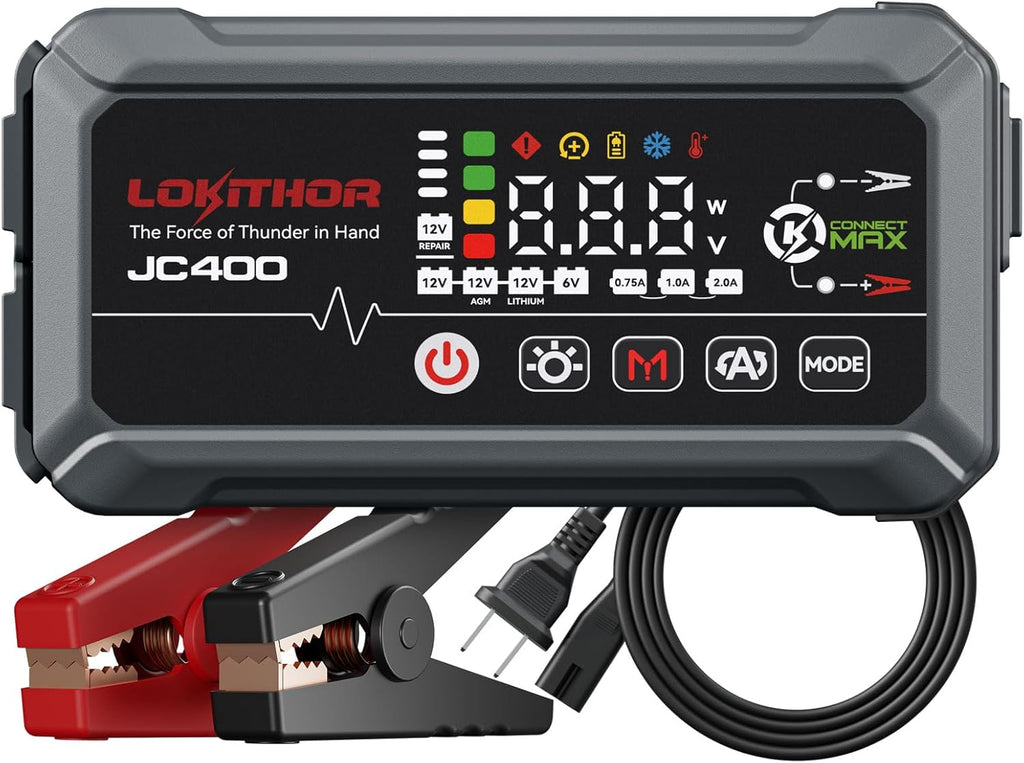 JC400 2A/1A/750mA 6/12V Car Battery Charger & 2500A Jump Starter