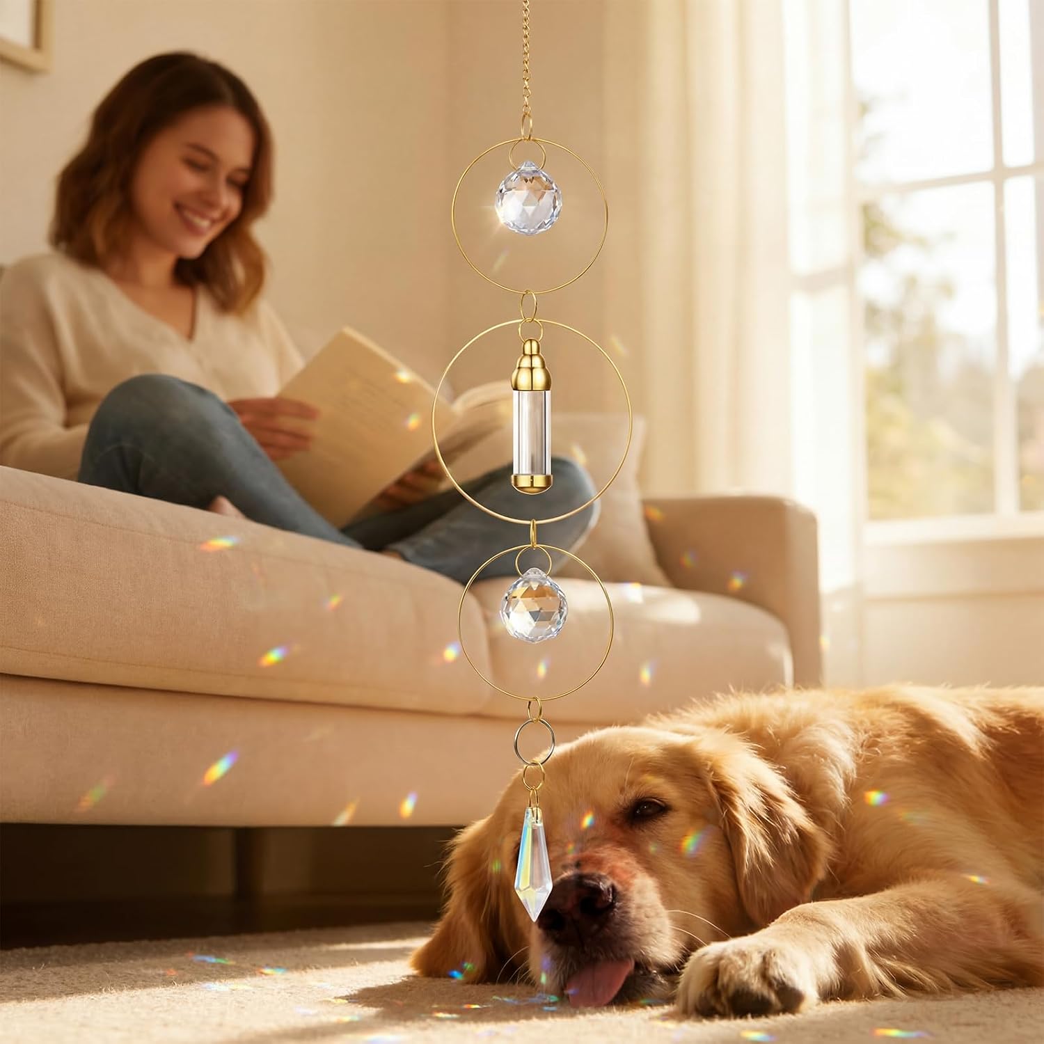 Pet Memorial Urn Suncatcher Dog Cat Memorial Gifts,Ring