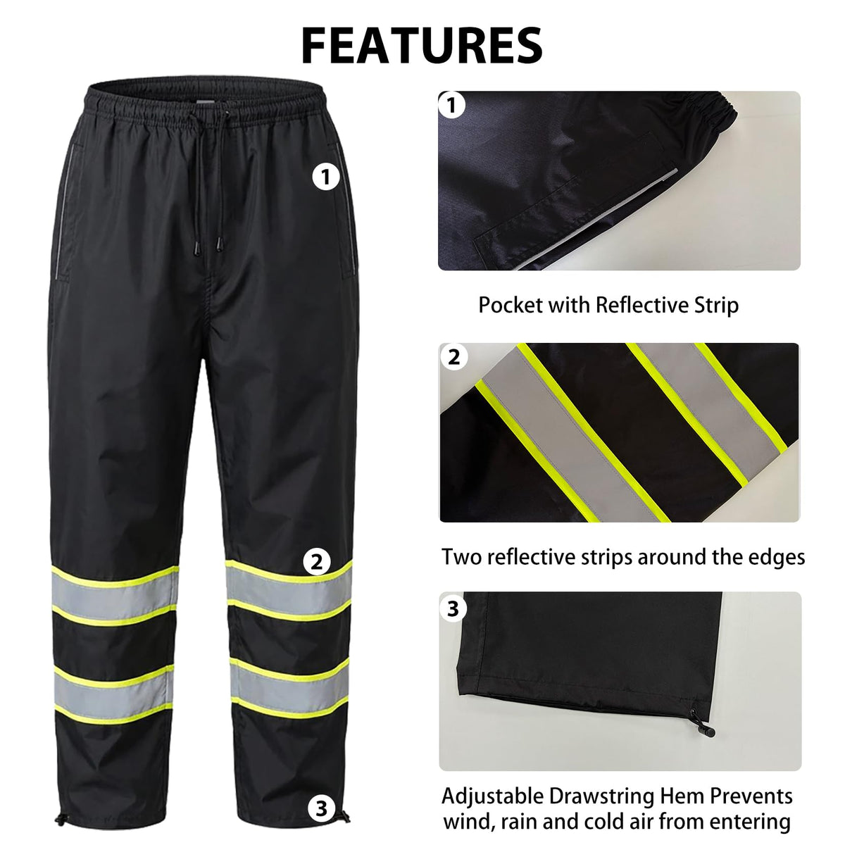 Class 3 Hi Vis Rain Suit, Waterproof Reflective Jacket Pants Set