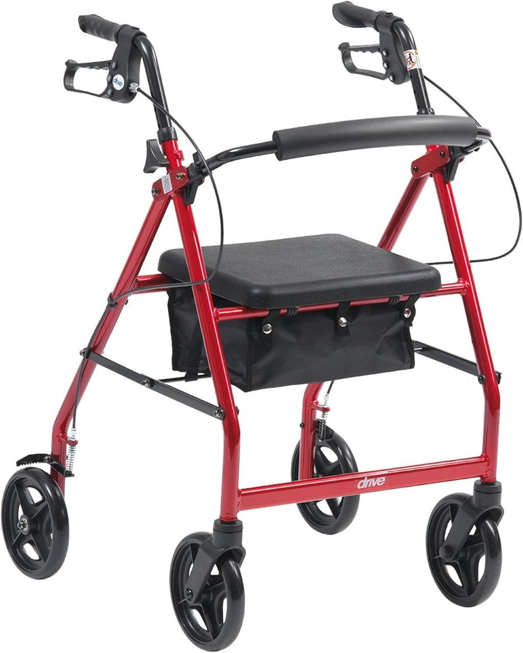 Aluminum Rollator Fold Up and Removable Back Support, Padded Seat with 7.5-Inch Casters, Red