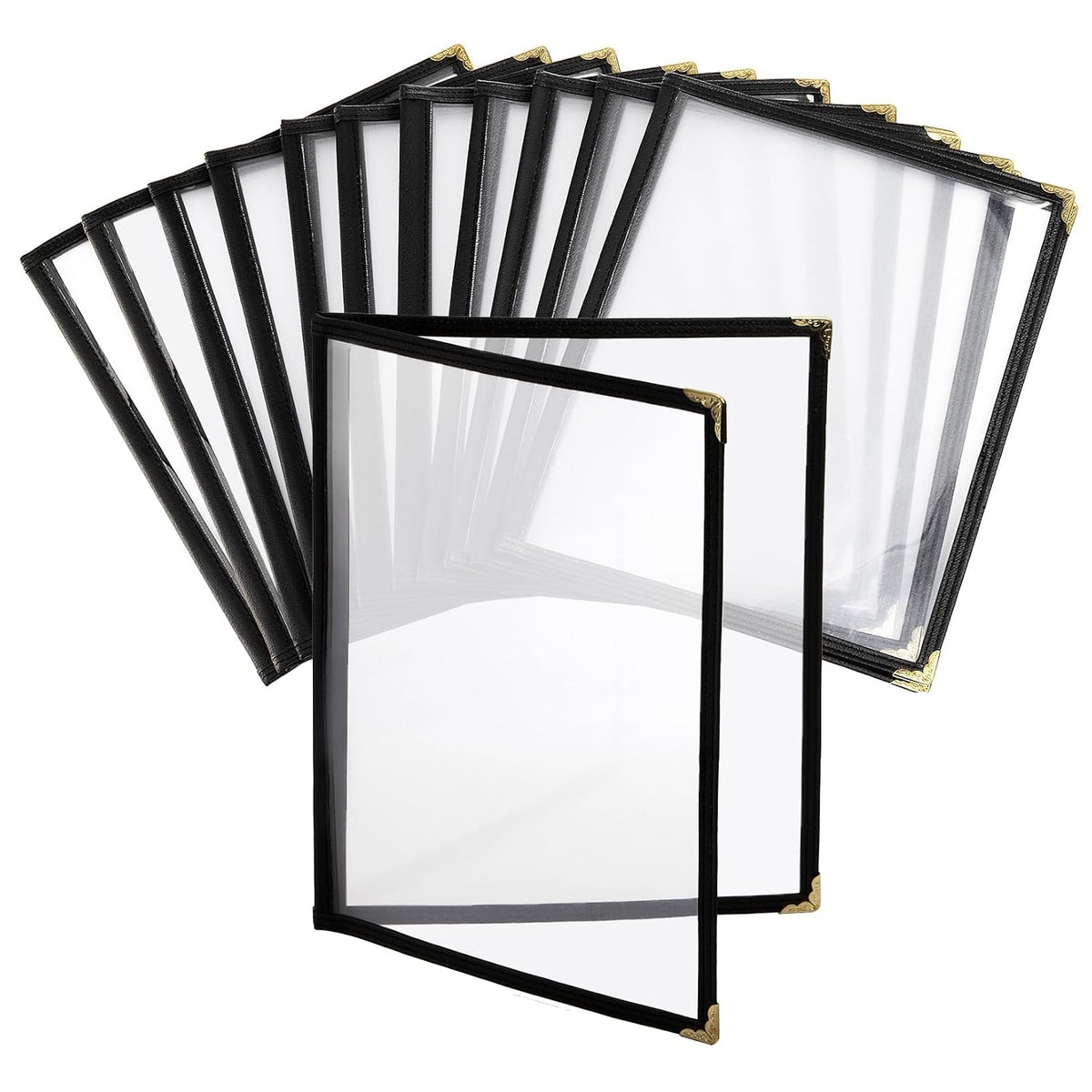 12 Pcak Restaurant Menu Covers, 8.5 X 11 Inch Menu Covers, 2 Page 4 View Transparent Menu Holders for Bar Cafe