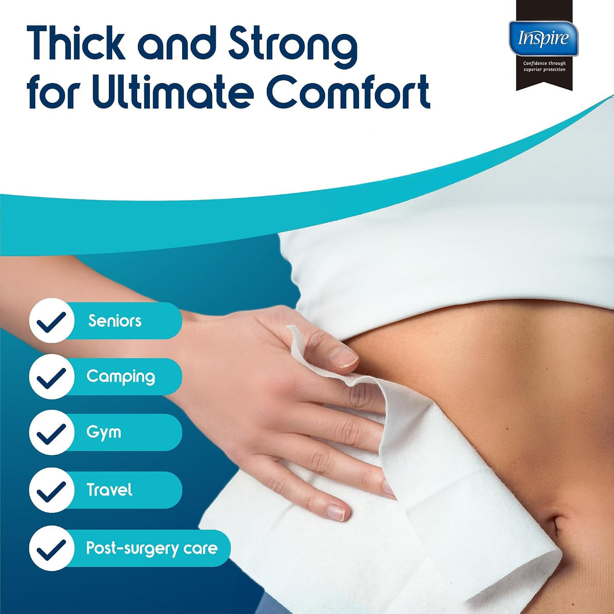 Bathing Wipes for adults bathing rinse free | Adult Wash Cloths Extra Large, Bathing Wipes for Incontinence, 8"x 8"