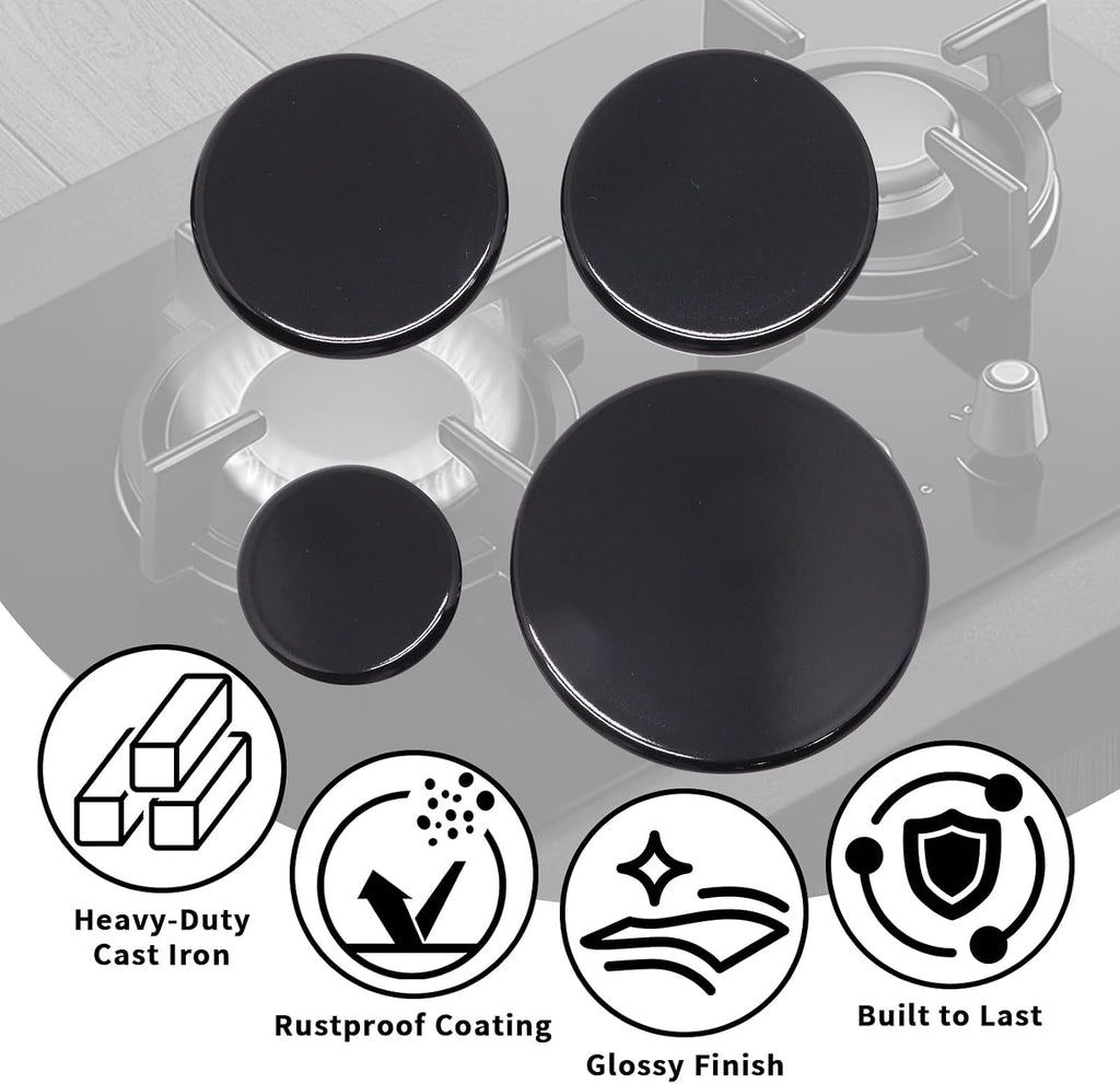 Gas Stove Burner Caps Set- 4PCS Burner Covers for Gas Stove, Glossy