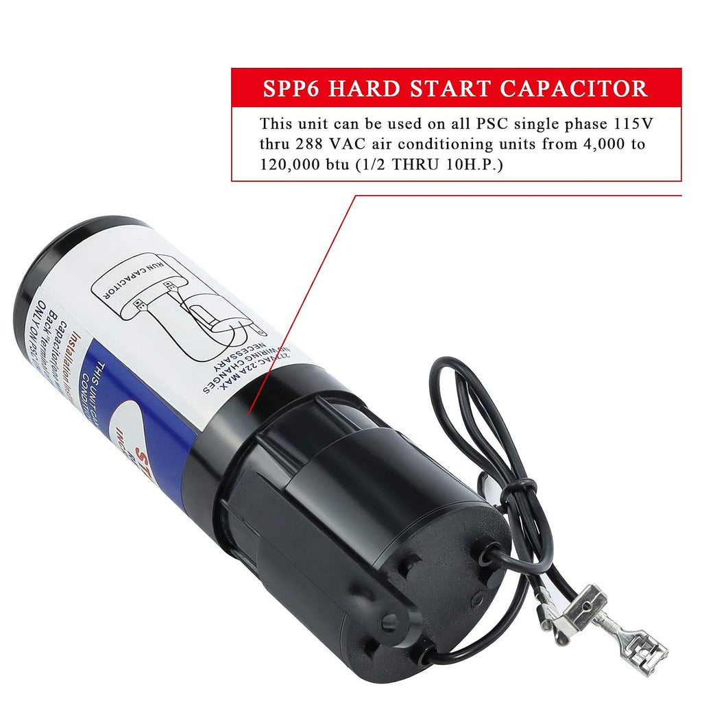 SPP6 Hard Start Capacitor Replacement 115V-288VAC | Air Conditioner Units 4,000-120,000 BTU, 1/2 Thru 10 H.P.
