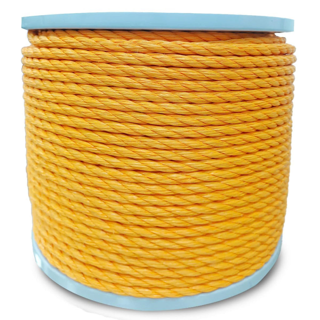 Heavy Duty PP/Polyester/Nylon Rope on Spool, Yellow, 3/8inX600FT
