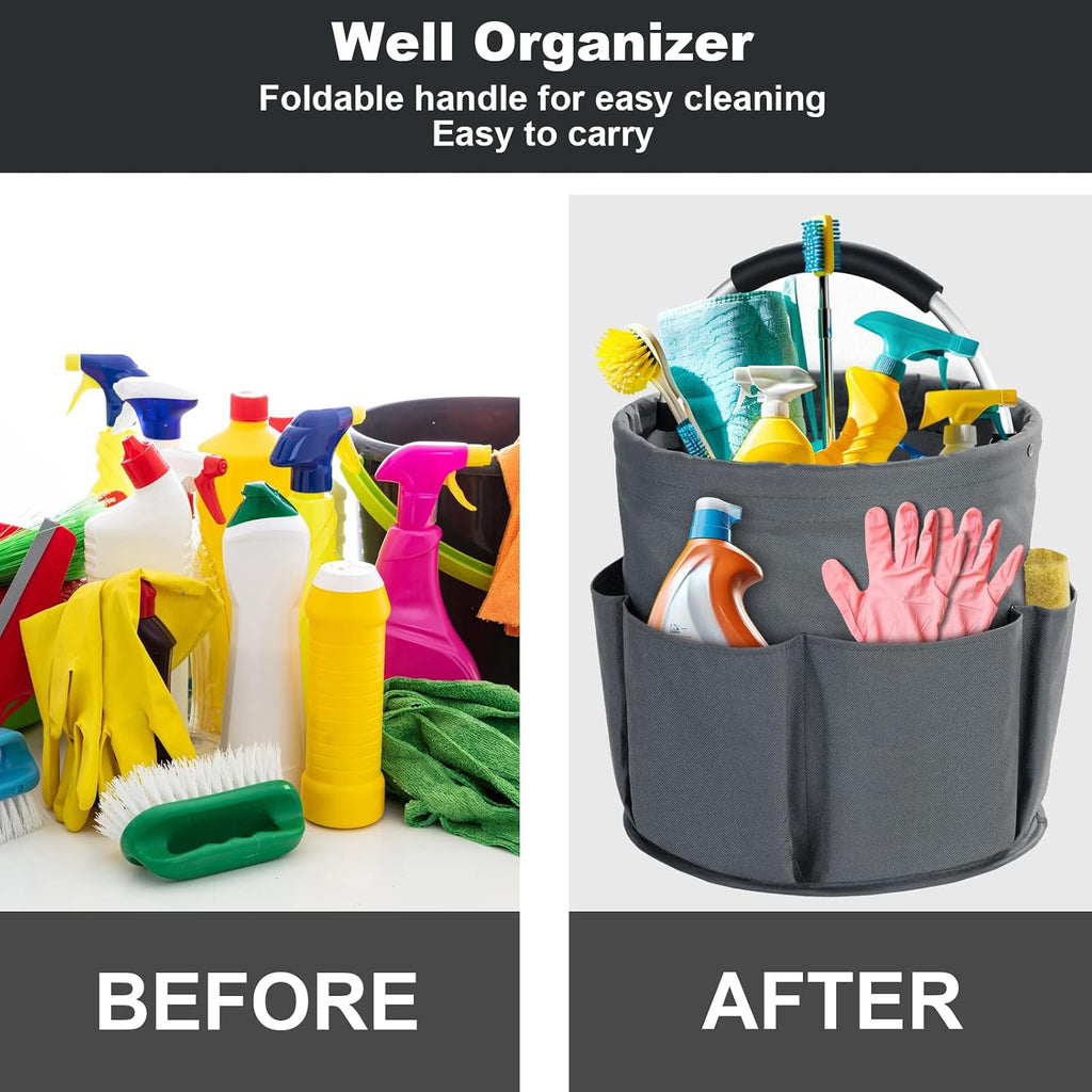 Cleaning Caddy with Handle, Cleaning Products Organiser, 17L Foldable Storage Basket, Cleaning Caddy Organiser