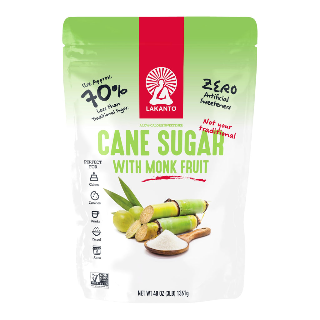 Cane Sugar with Monk Fruit Sweetener, Reduced Sugar Cane, 3 lb