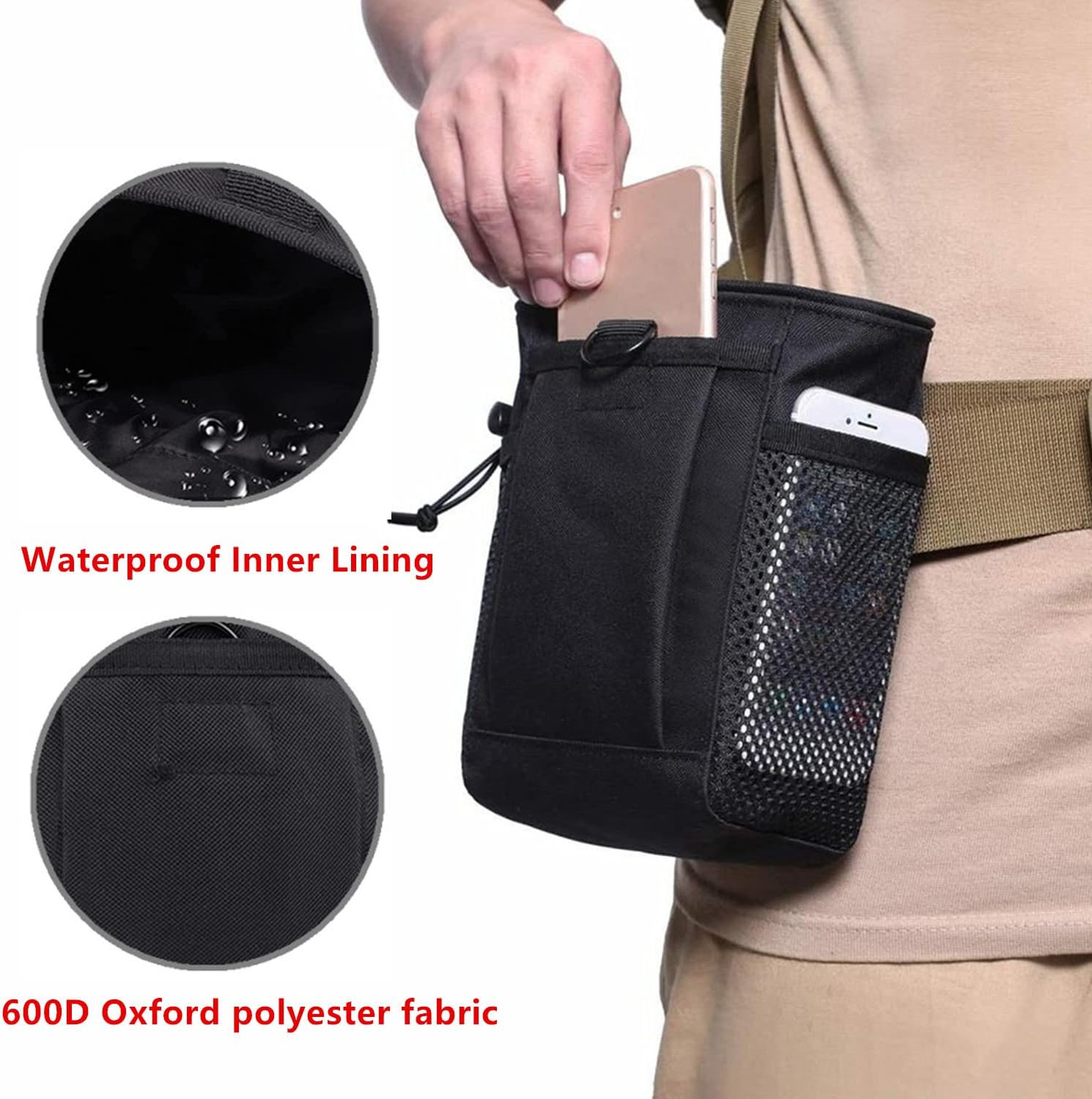 Rock Climbing Chalk Bag, goldhik Bouldering Chalk Bags with Quick-Clip Belt and 3 Pockets, Great Equipment for Rock